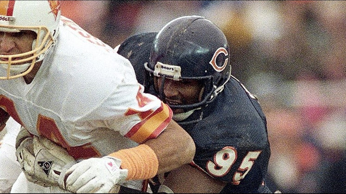 Chicago Bears Richard Dent after sack vs New England Patriots QB