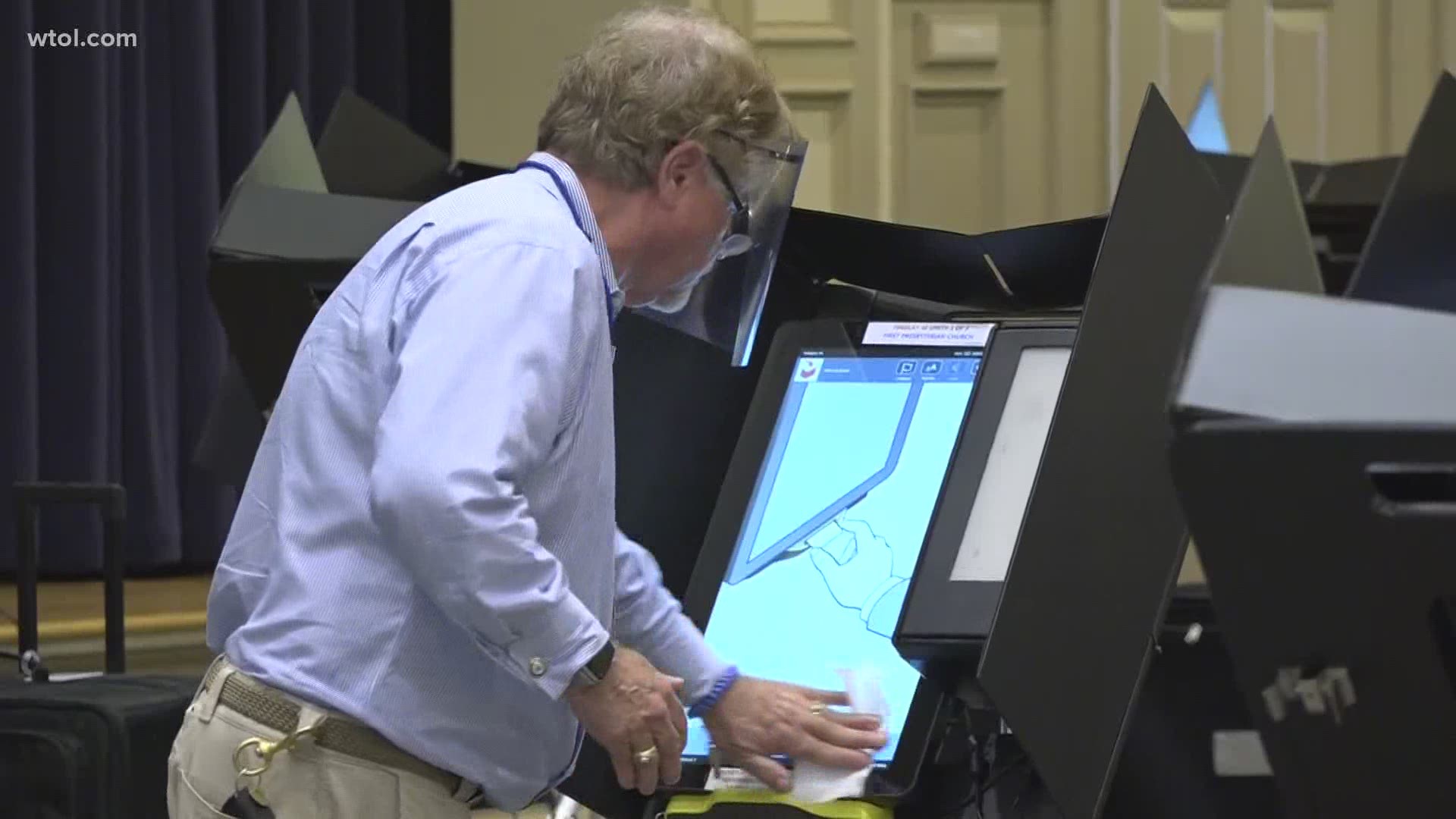 Along with spacing out voting machines, poll workers wiped down all machines, pens and ID cards throughout the day.