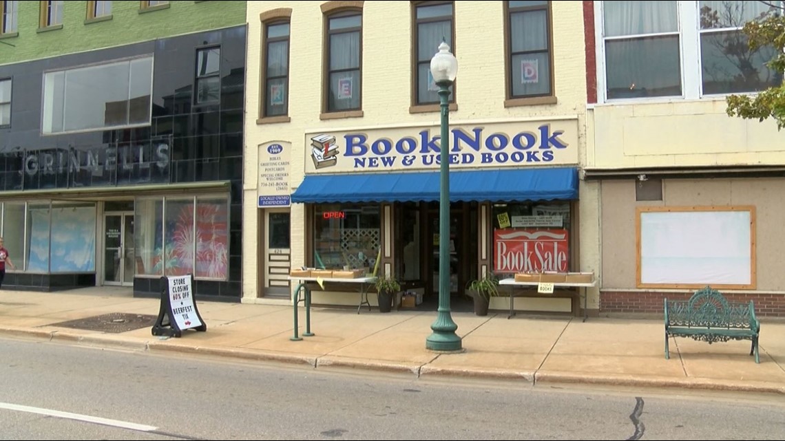 What happened to the book store in downtown Monroe, Michigan?