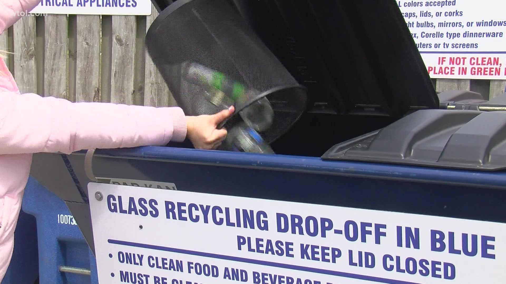 Starting May 10, glass will not be accepted curbside. Instead, glass items will need to be dropped off. O-I Glass will then turn the items into new bottles and jars.