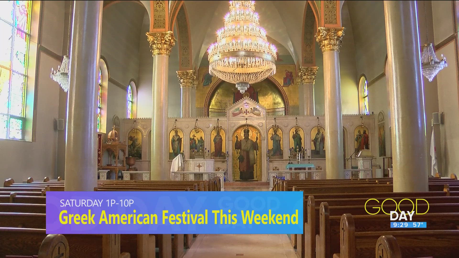 Father Larry Legakis and George Sarantou from the Holy Trinity Greek Orthodox Cathedral talk this year's Greek-American Festival.