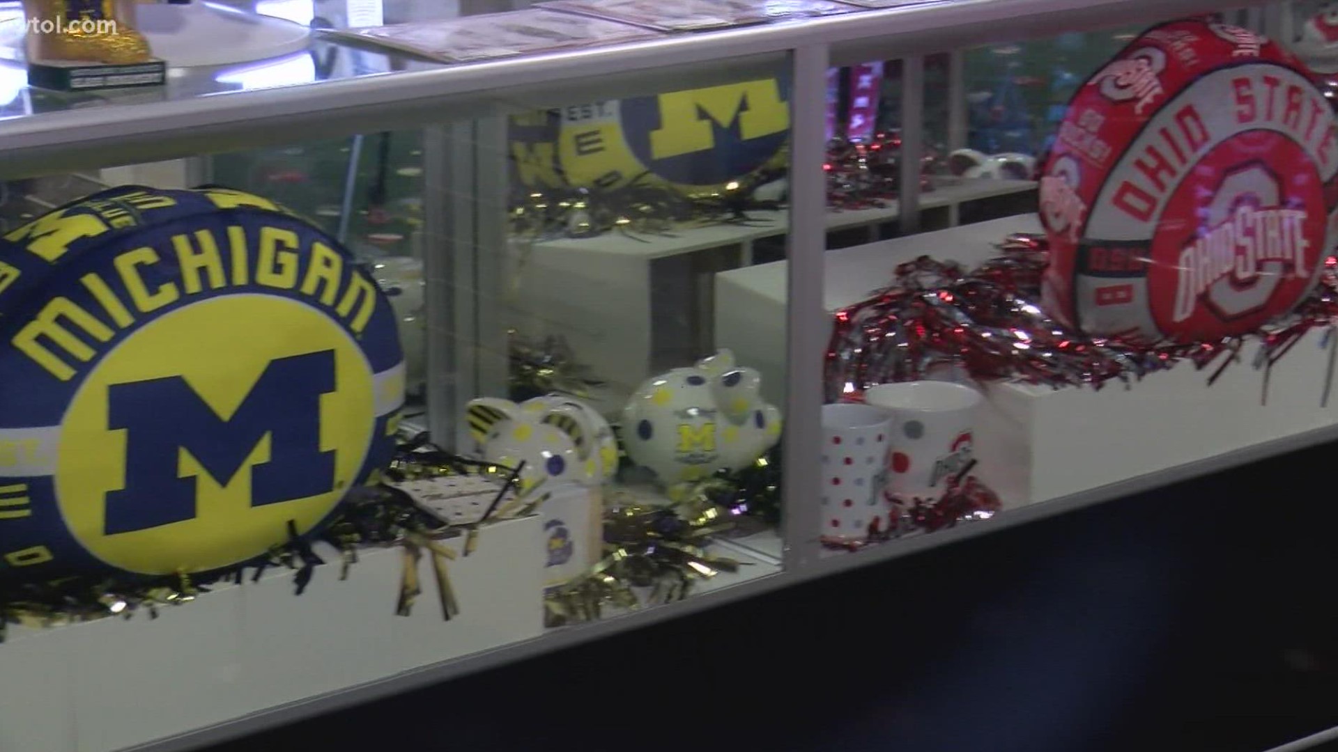 The rivalry game is just a few short days away and fans are getting ready at a local sports shop.