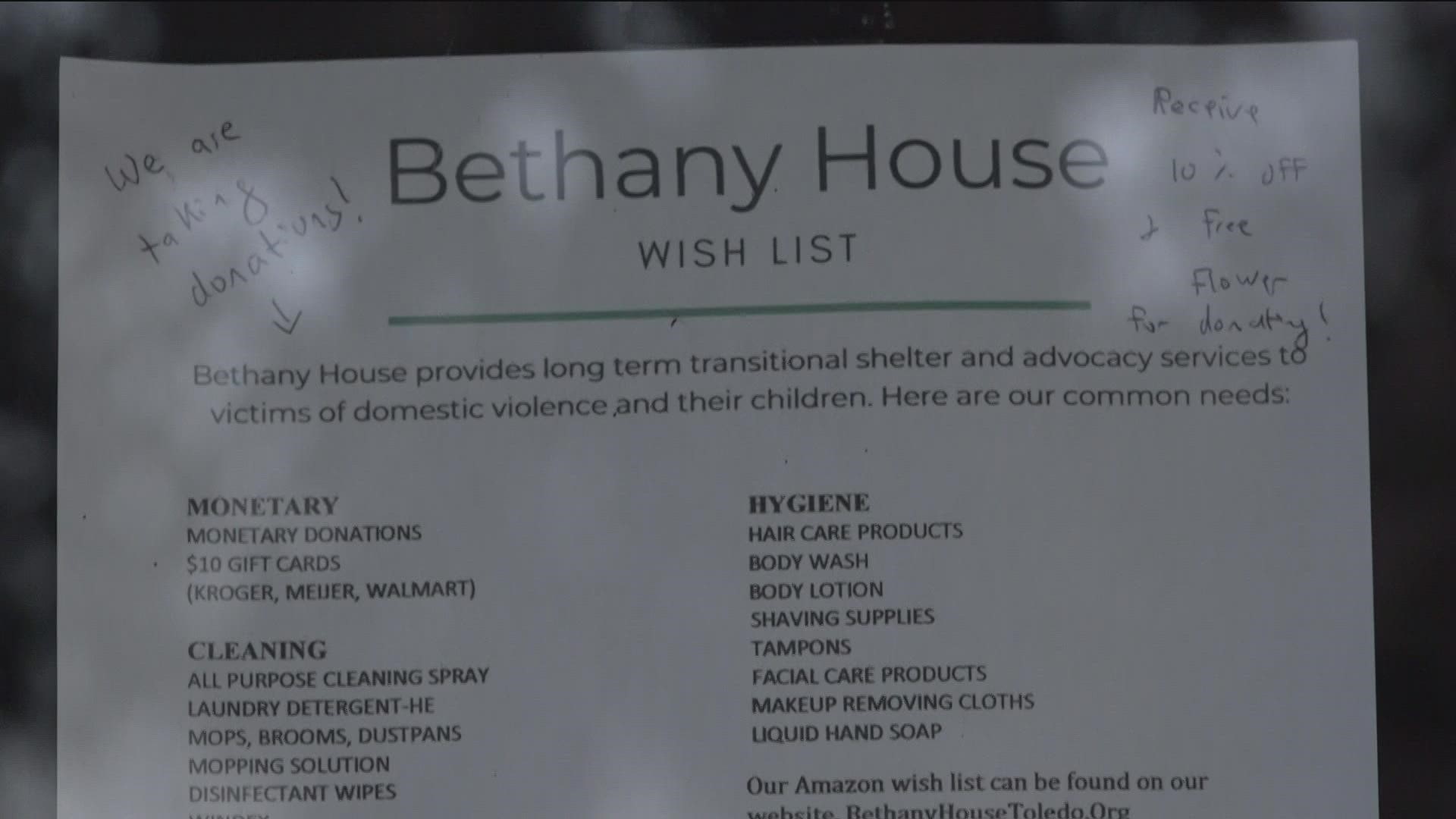 Rossford's Ella Flora is collecting goods for Bethany House.