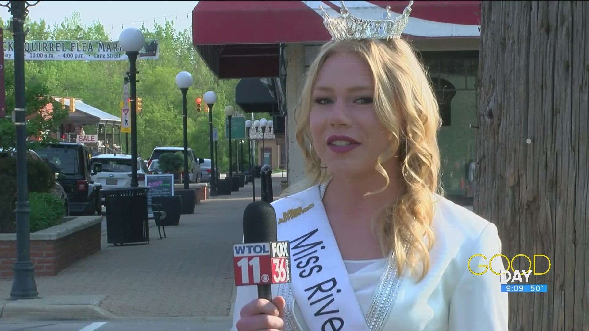 Festival treasurer Katie Bracey and Miss River Raisin Festival Rylee Clairday talk  Blissfield, Michigan's 'Festival of the River Raisin'.