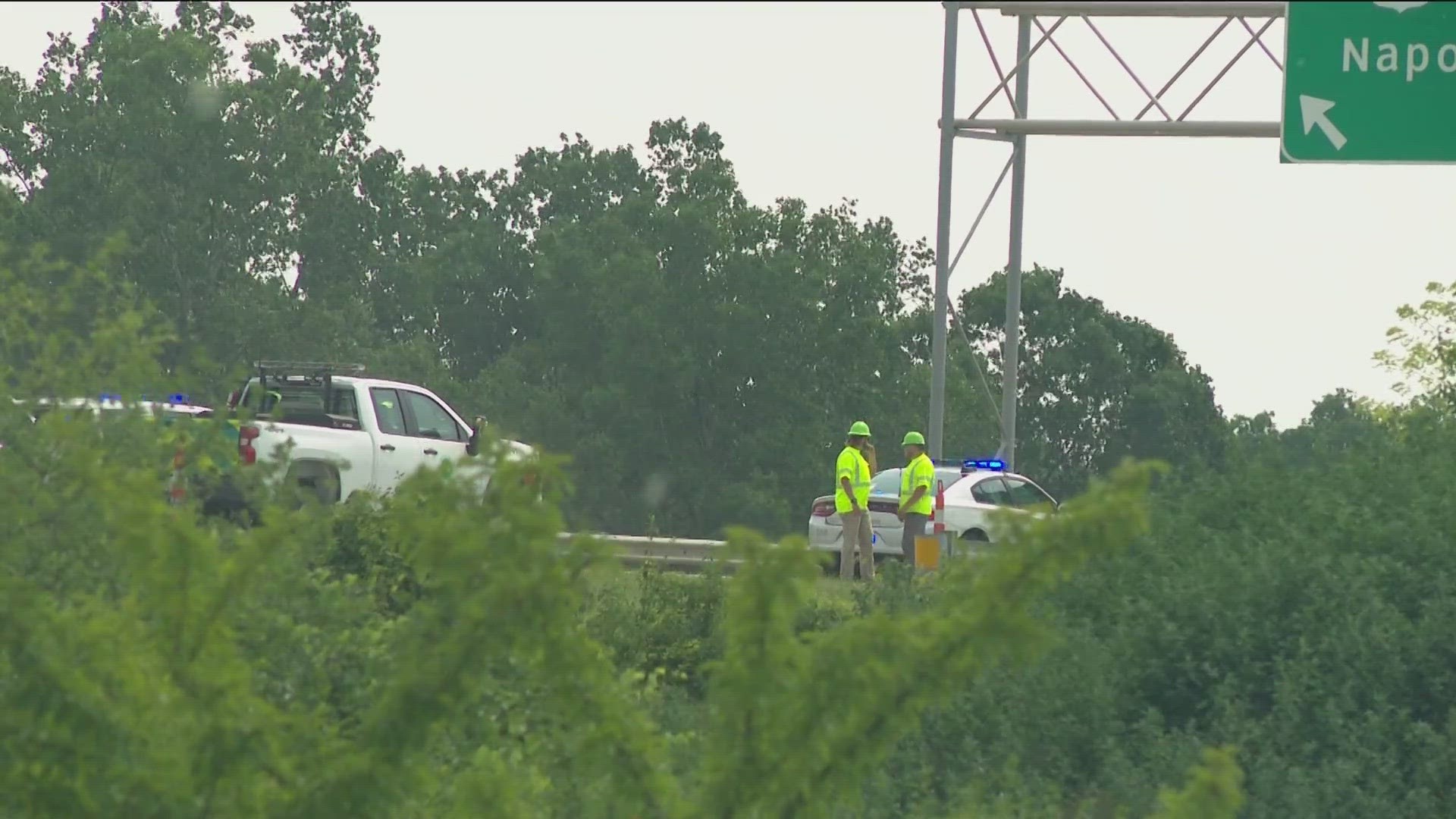 A pickup truck driver was hospitalized with serious injuries after striking a semi-tractor-trailer and rolling over on U.S. 24 near the Waterville exit, OSHP said.