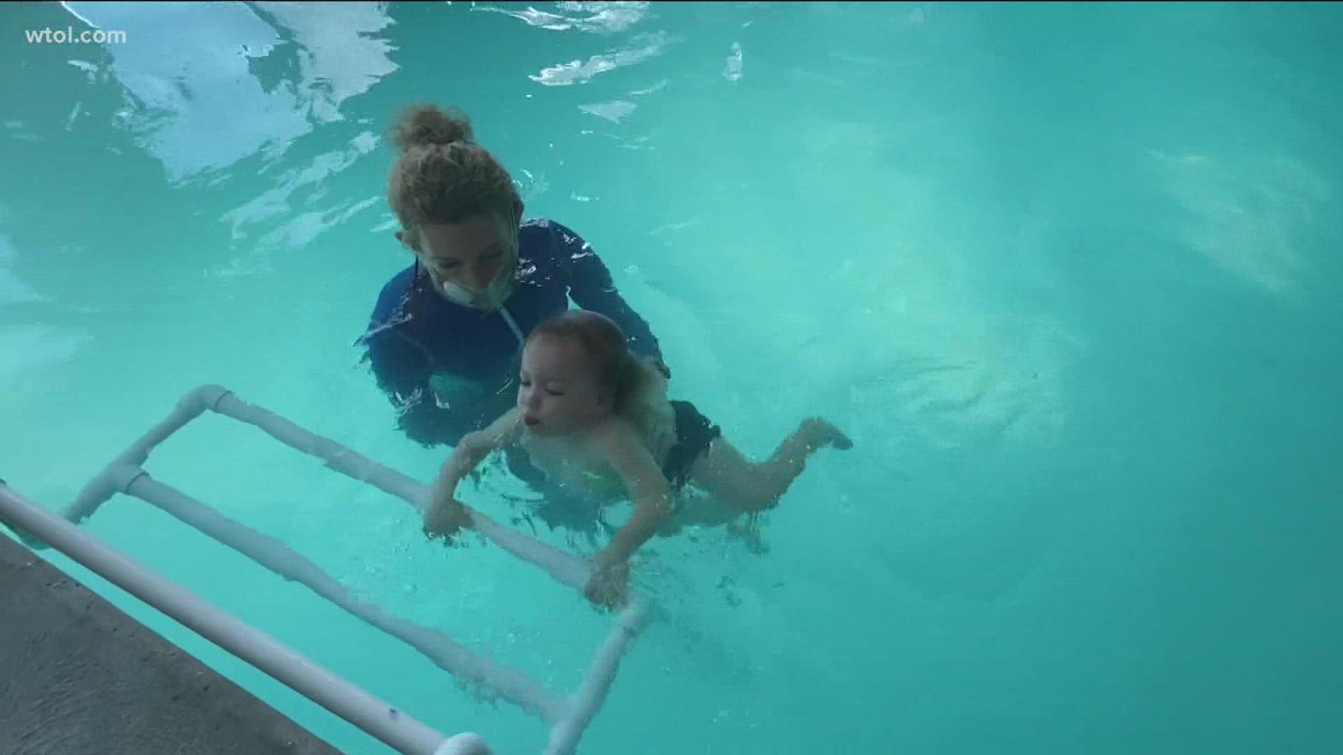 Michelle is helping families get their kids ISR swim lessons, which are swim lessons that teach babies as young as six months how to rescue themselves.