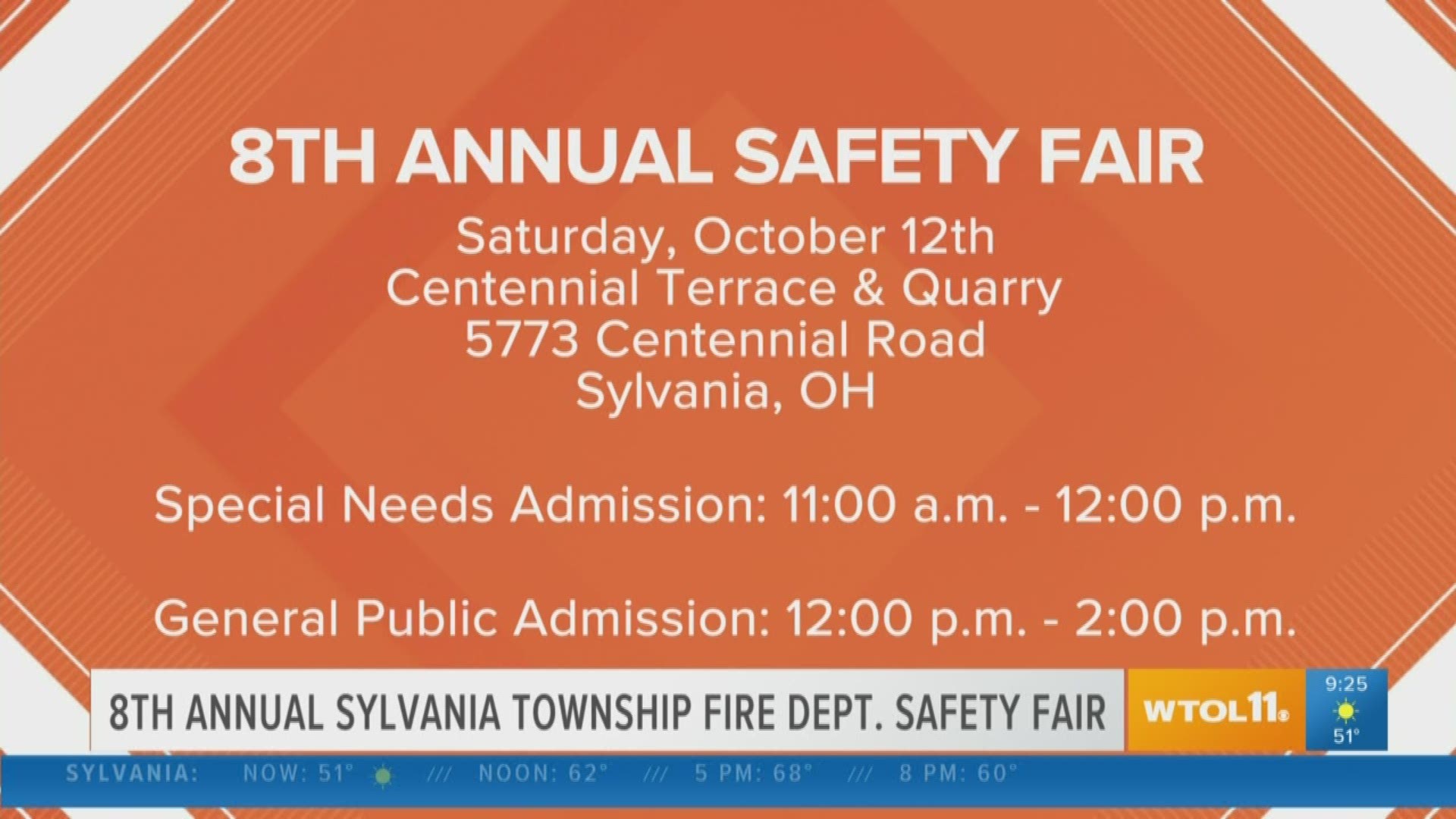 The event is in honor National Fire Prevention Week. It kicks off this Saturday at the Centennial Terrace and Quarry in Sylvania.
