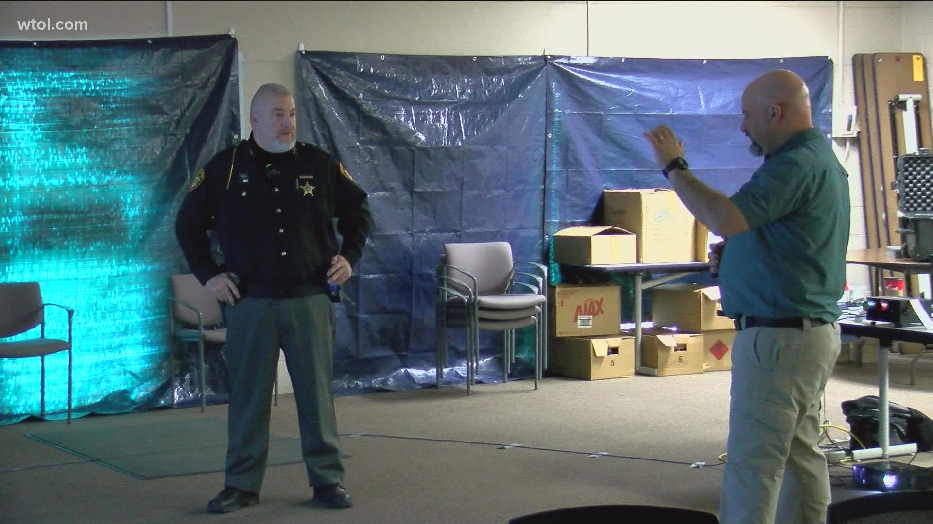 Law enforcement officers in Seneca County received response training Tuesday, practicing de-escalation techniques in a simulated environment.