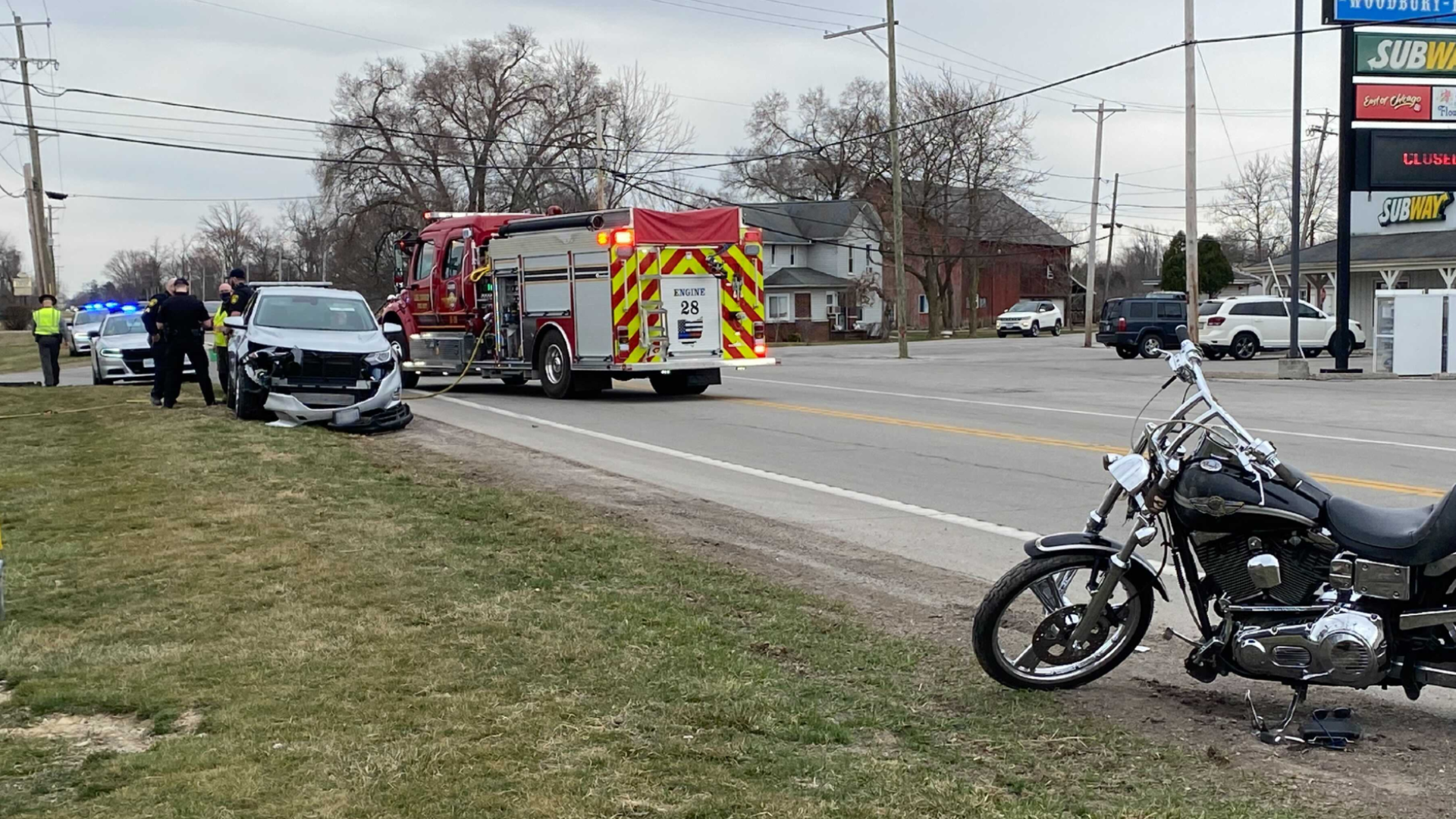 Two motorcyclists were injured in a crash at Woodville Road and Millbury Road in Lake Township.
