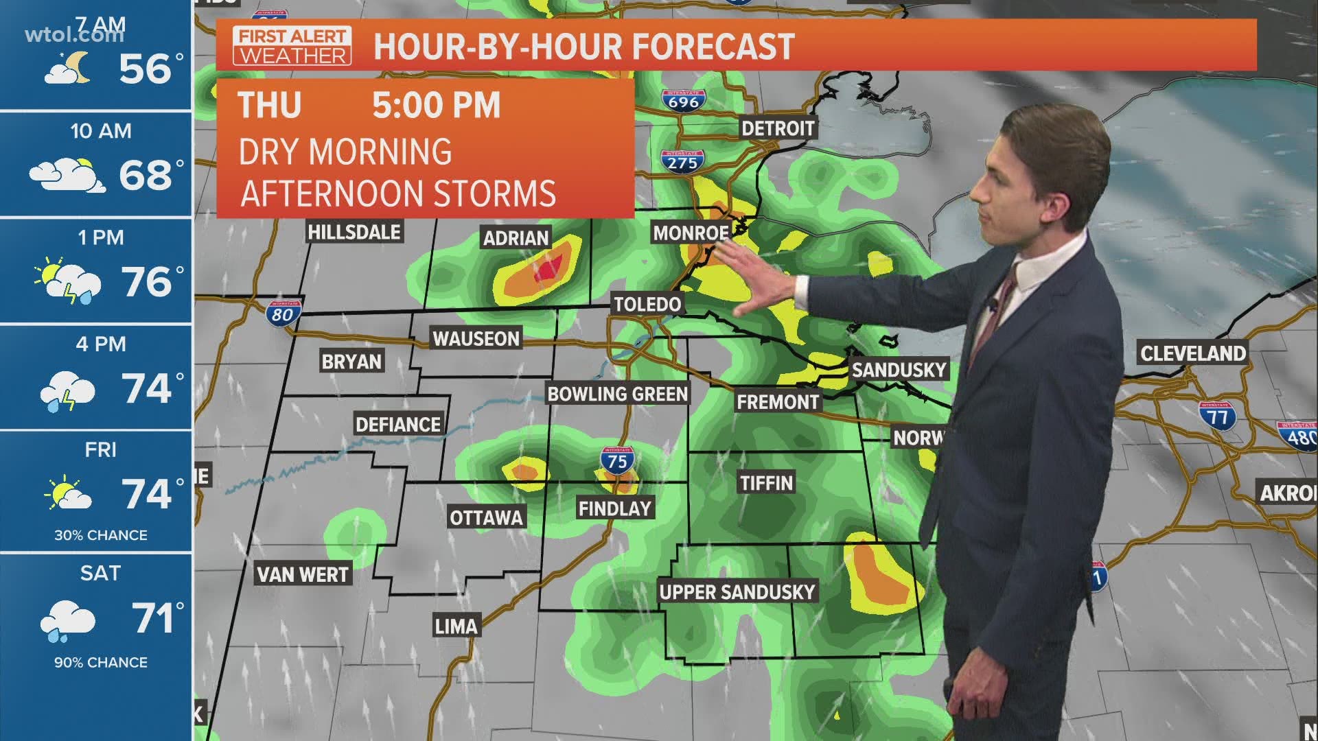 A strong storm or two can't be ruled out for tomorrow and more rain possible this weekend.