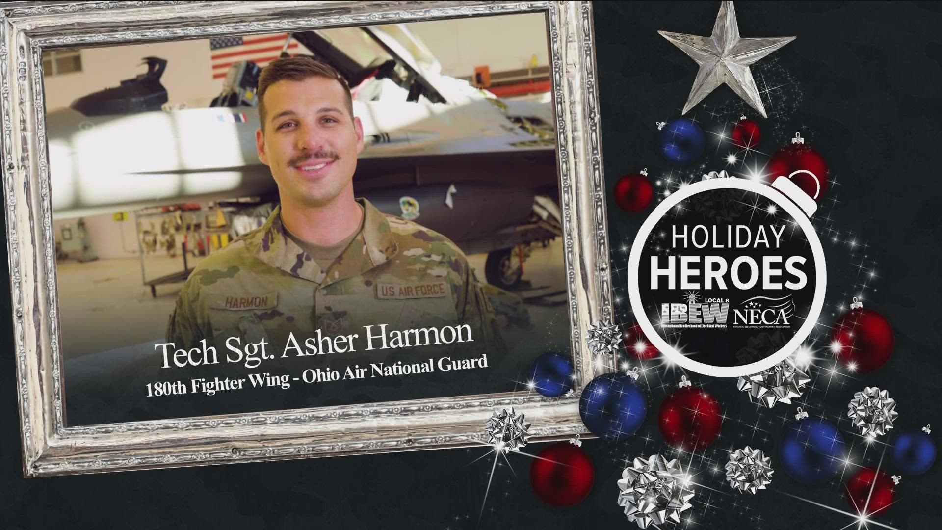 Tech. Sgt. Asher Harmon sends holiday wishes to the community from the 180th Fighter Wing.