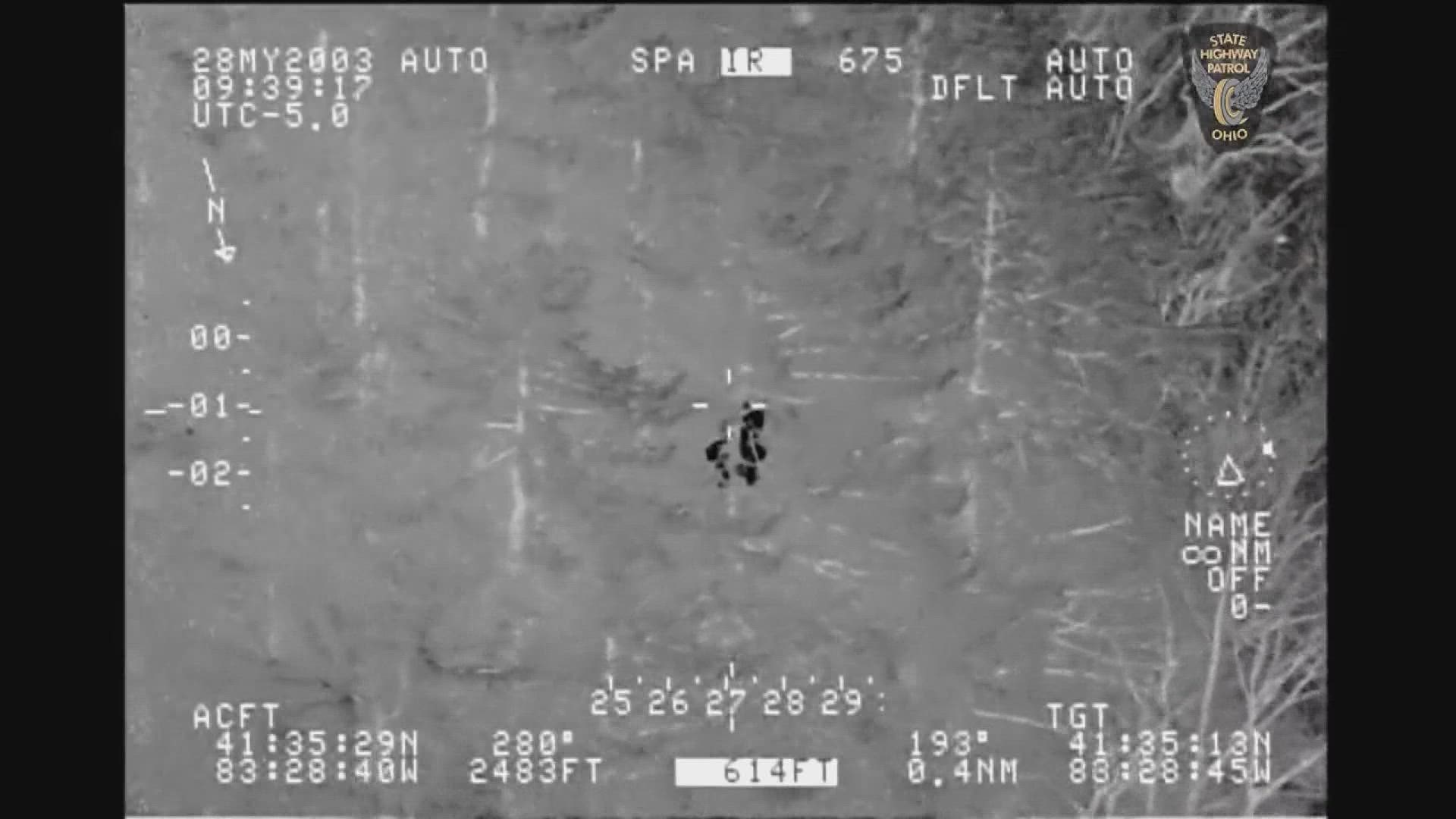 The OSHP Aviation Unit located a suspect hiding in a tree Wednesday after he led crews on a chase following a burglary.