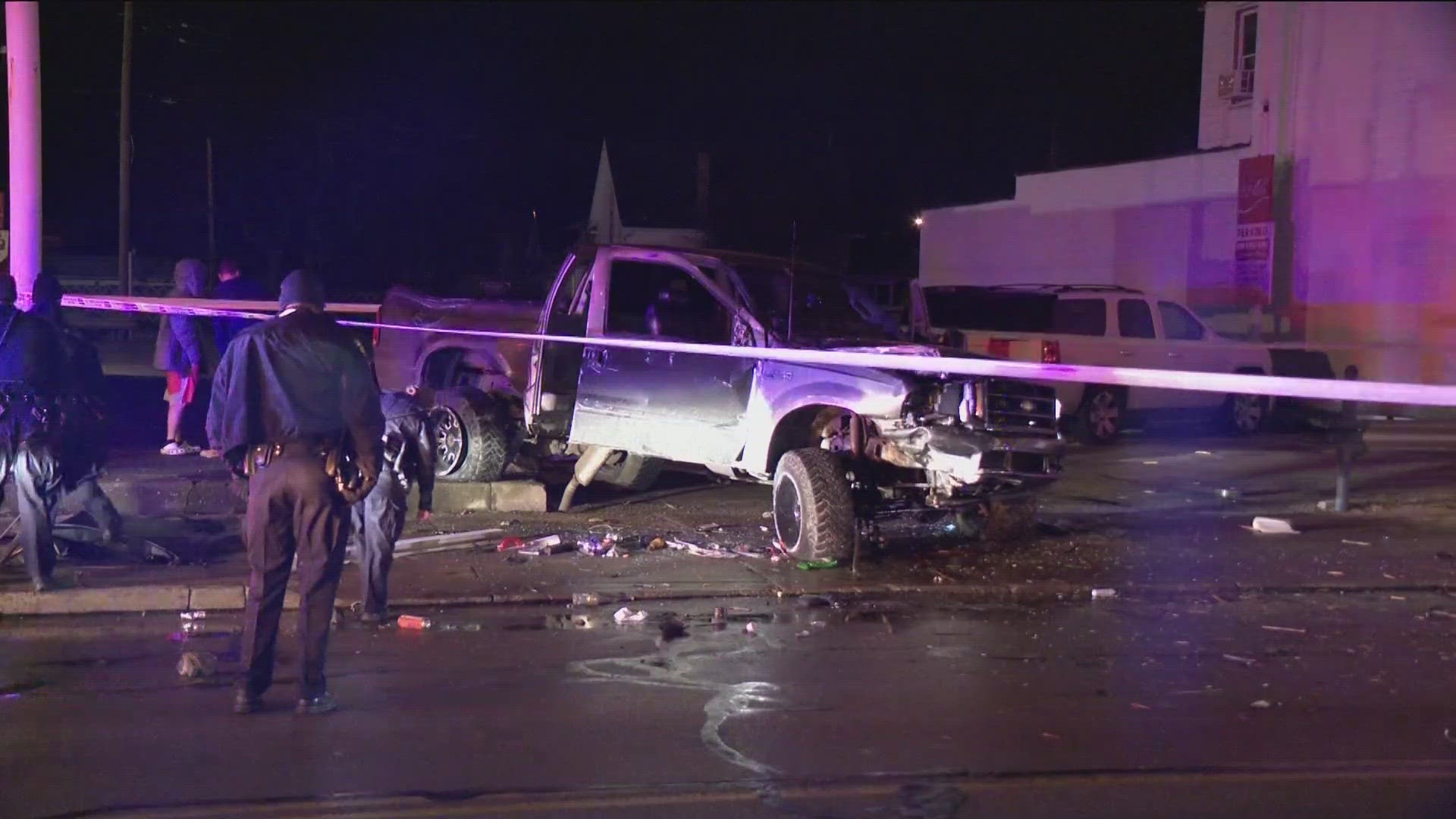 A man inside the truck claimed someone else was driving the vehicle when it crashed, according to Toledo police at the scene.