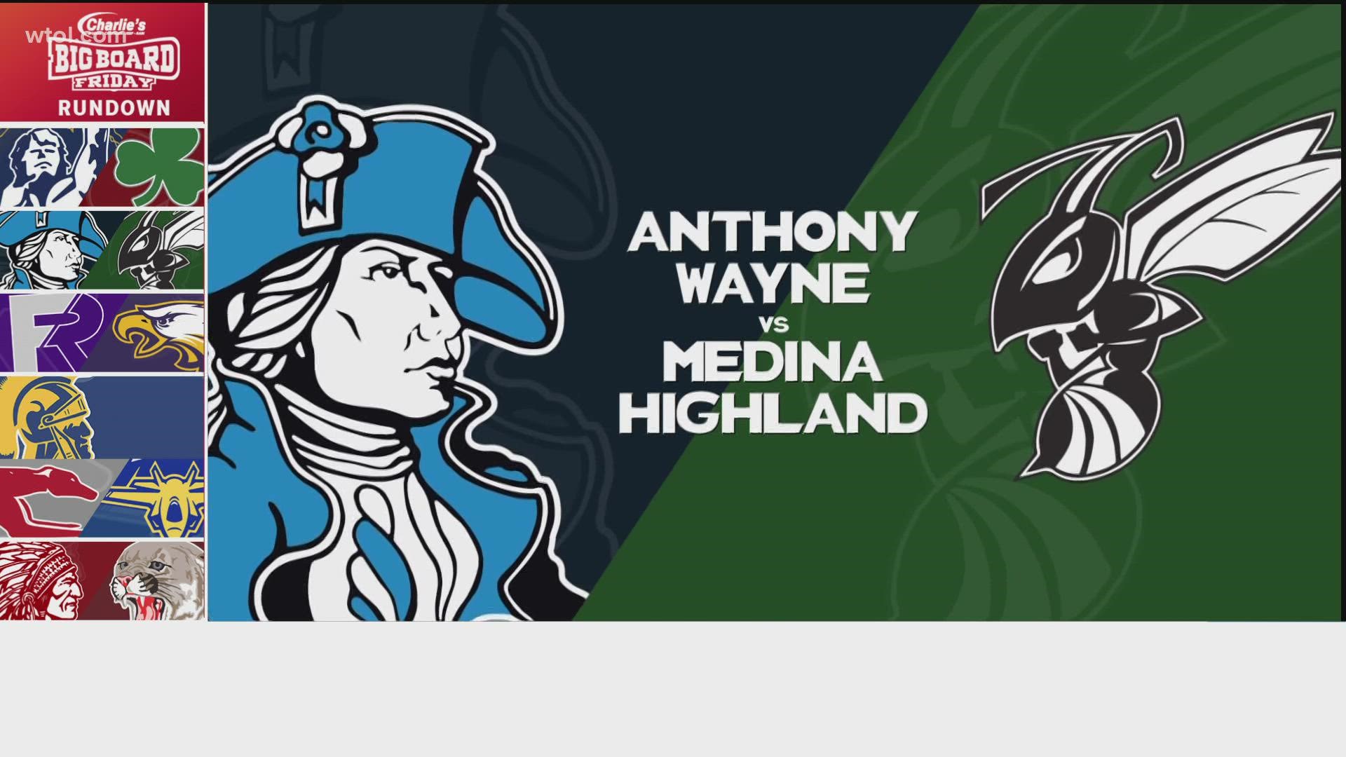 In Division II, Anthony Wayne hitting the road. The Generals facing the #4 team in Ohio: Medina Highland.
