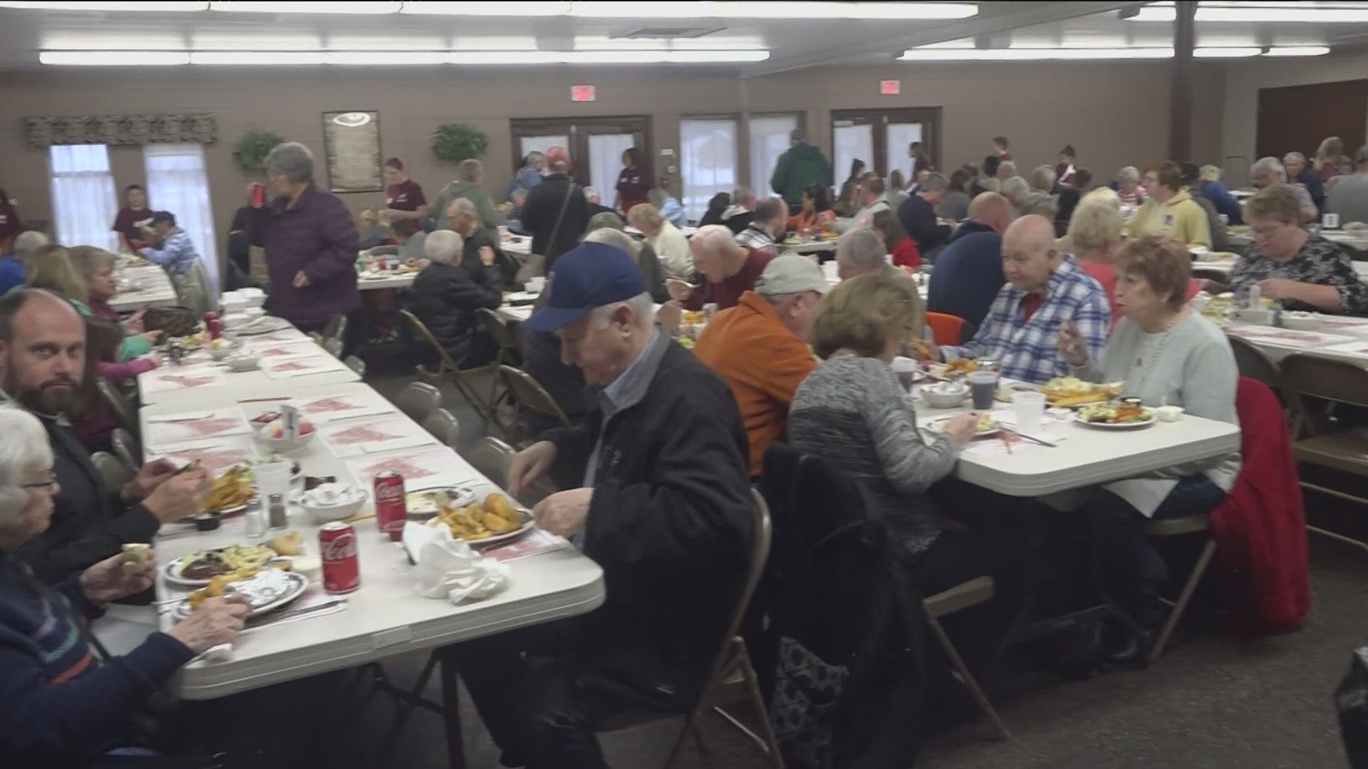 Hundreds are fed every Friday during lent at Saint Jerome Catholic Church in Walbridge. Organizers say the event brings money as when mass numbers are shrinking.