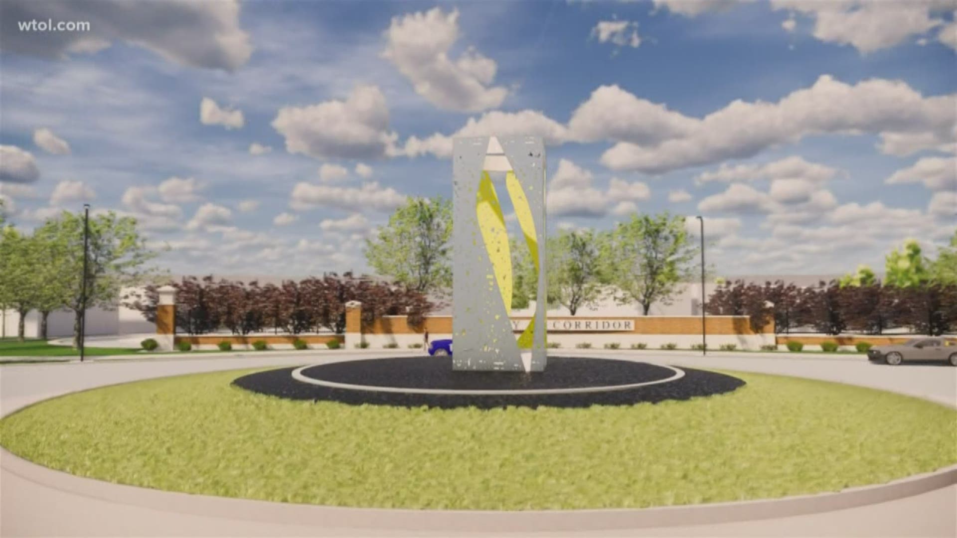 The Toledo Arts Commission has been working with the neighborhood on a sculpture for the roundabout that will serve as a landmark for the city. The lantern-like structure is to be installed in the spring and will be visible from the expressway.