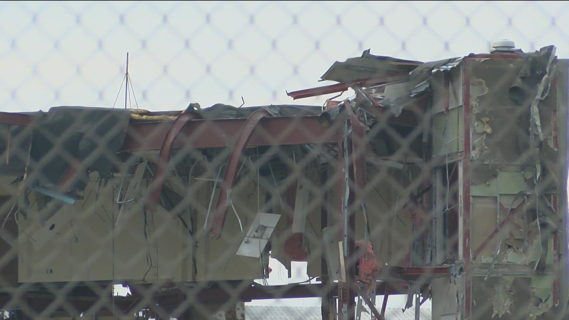 Demolition of the former home of the Mud Hens at the Lucas County Rec Center is underway.