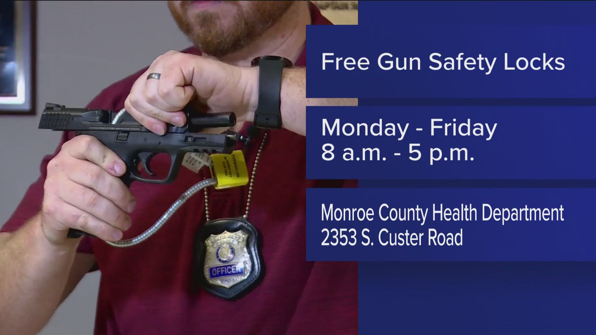 The health department said the free, cable-style gun safety lock is to help protect children from unintentional firearm injuries.