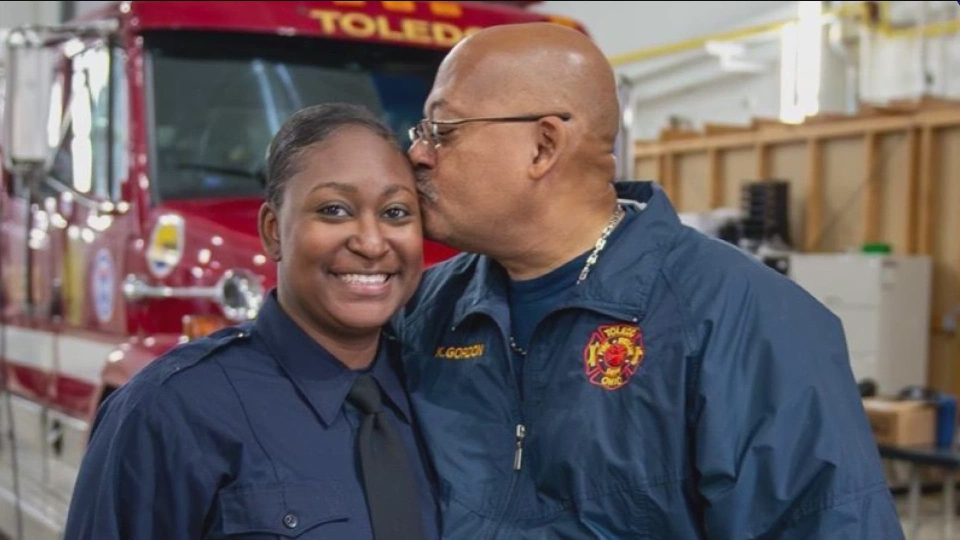Kevin Gordon retired from the TFRD after 25 years of service, his daughter Kendra Borum just took her oath.