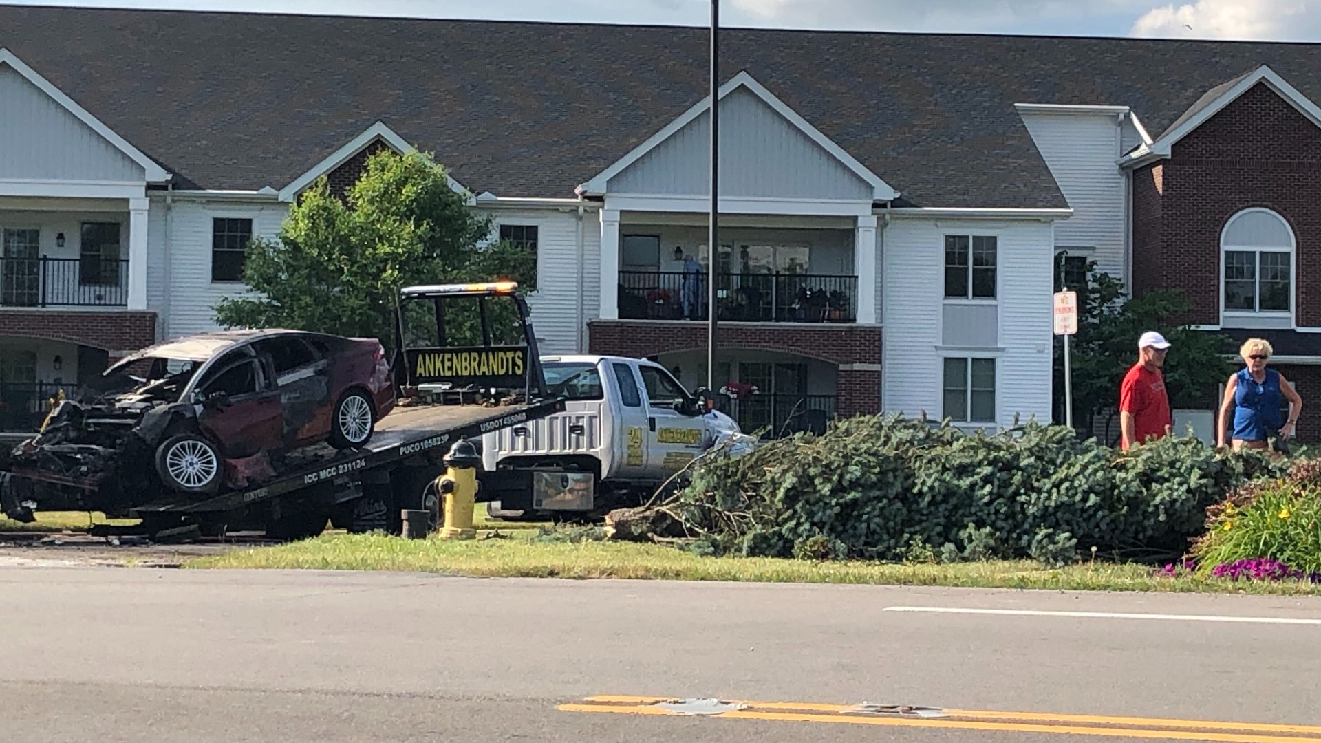Car catches fire after accident on Salisbury Rd.