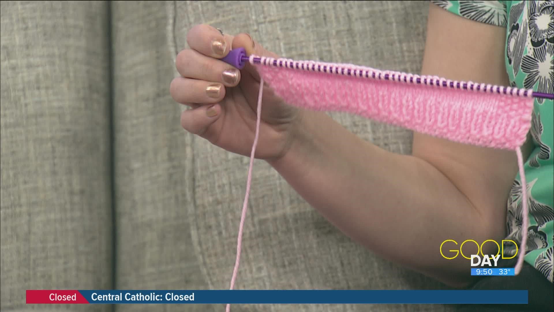 Amanda and Diane start new knitting projects, including the beginnings of a tie for Steven.