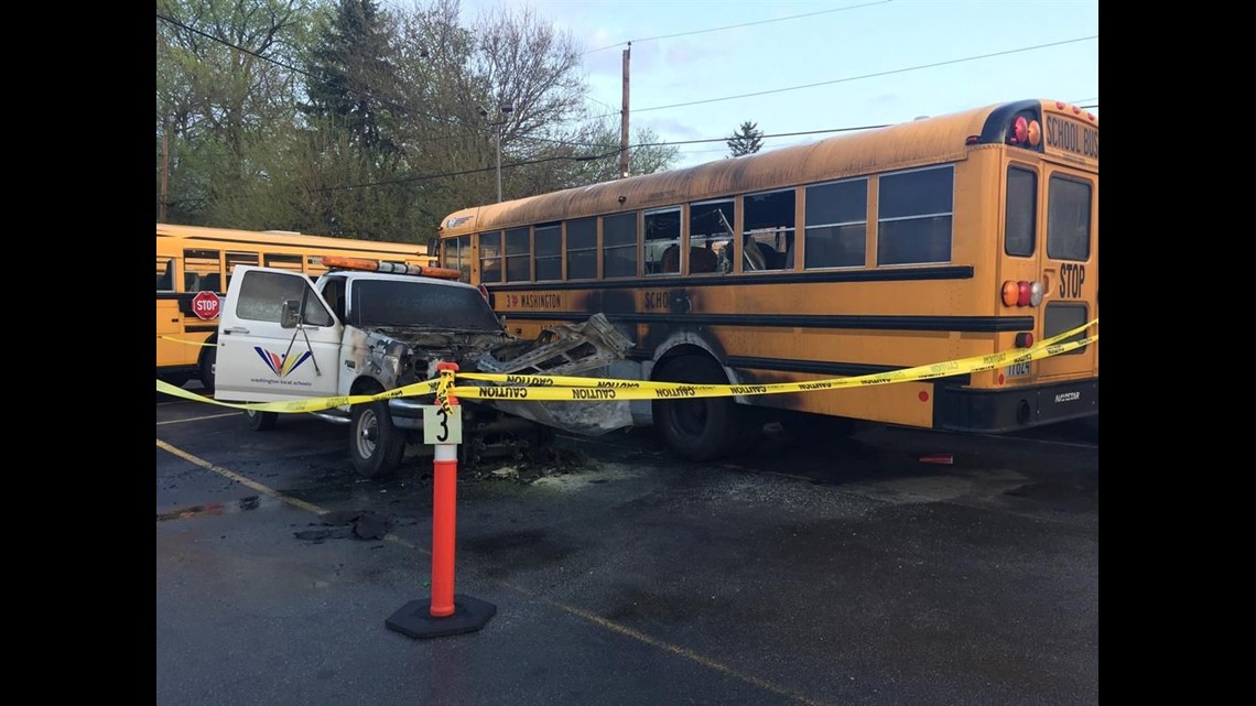 Lightning strike catches WLS school bus, maintenance vehicle on fire