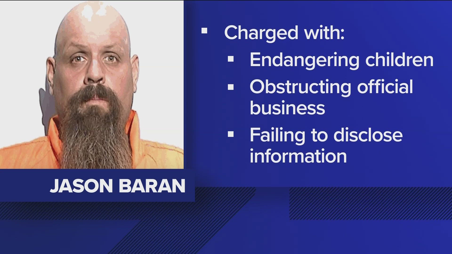 Jason and Maryann Baran are charged with endangering children. Jason pleaded not guilty to that and additional charges, while Maryann awaits arraignment on Sept. 1.