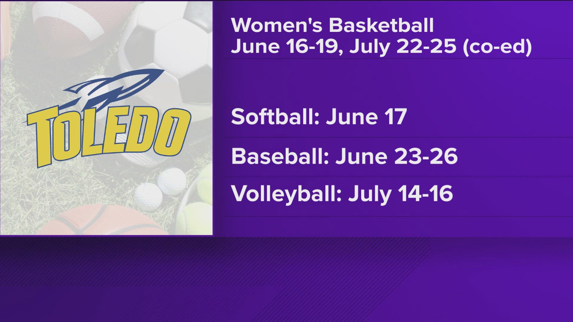Coach Tod Kowalczyk and Coach Jessica Bracamonte talk about some of the summer camps offered by Toledo Rockets athletics.