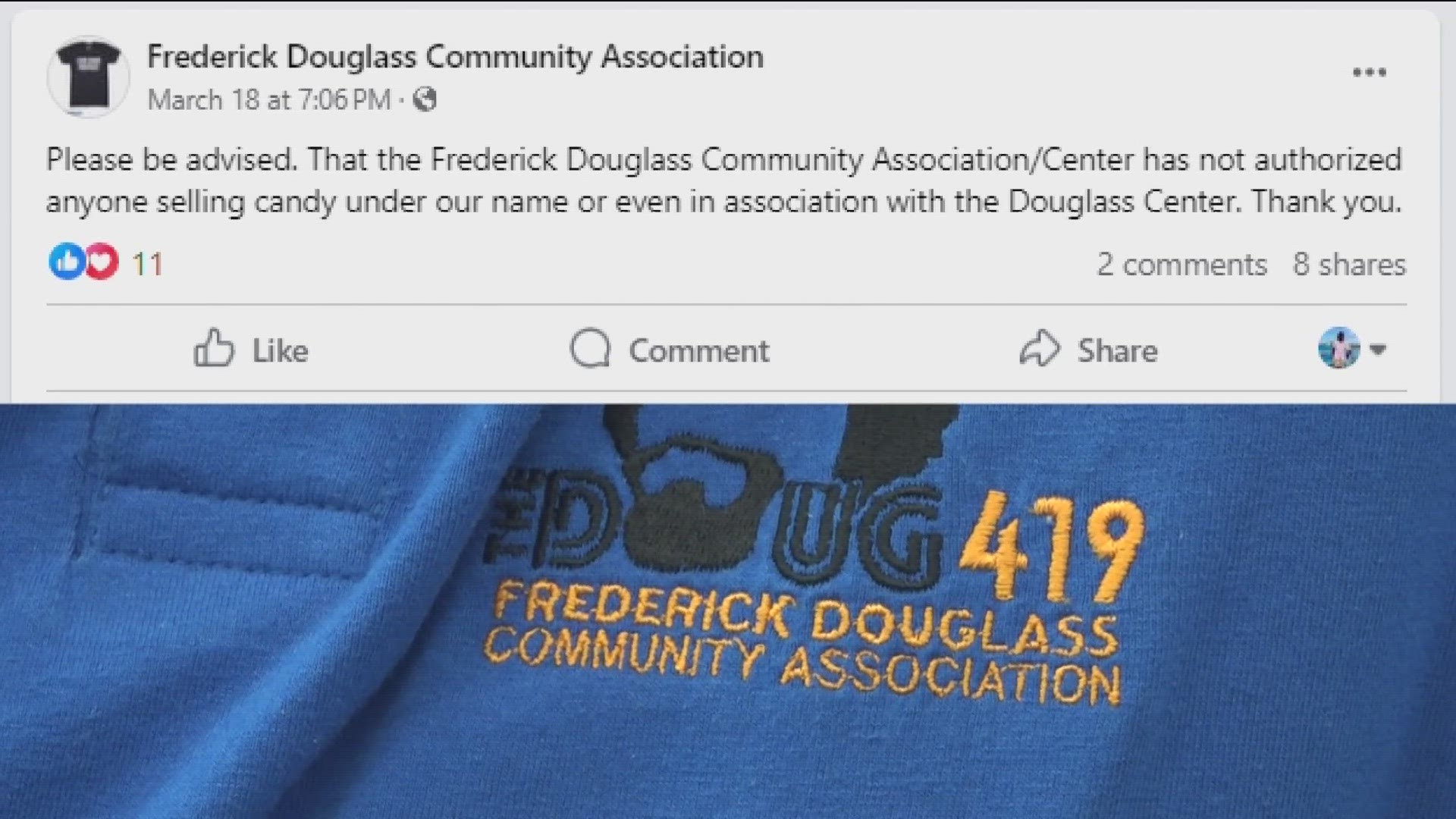 The Frederick Douglass Community Center's executive director says scammers are selling candy, claiming it will benefit the center.