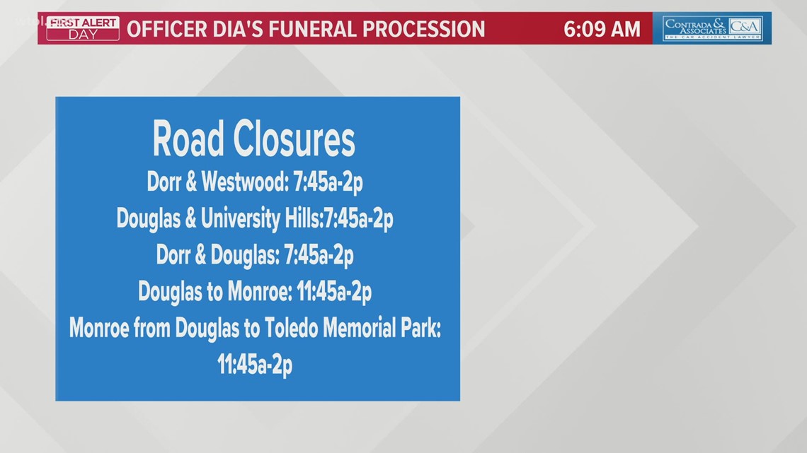 List of road closures for Officer Anthony Dia's funeral procession