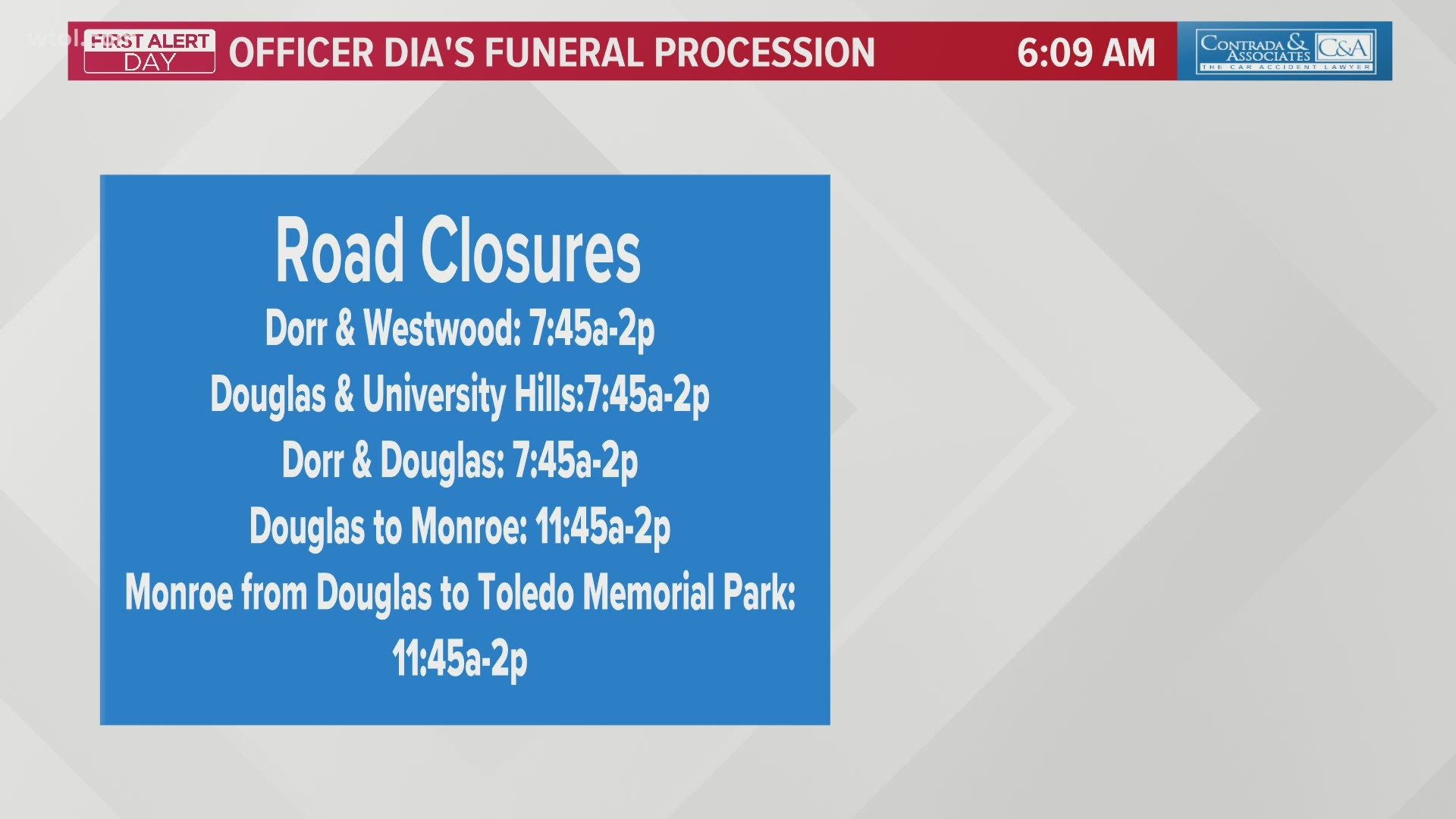 There will be several street closures along the procession route today as fallen officer Anthony Dia is laid to rest.