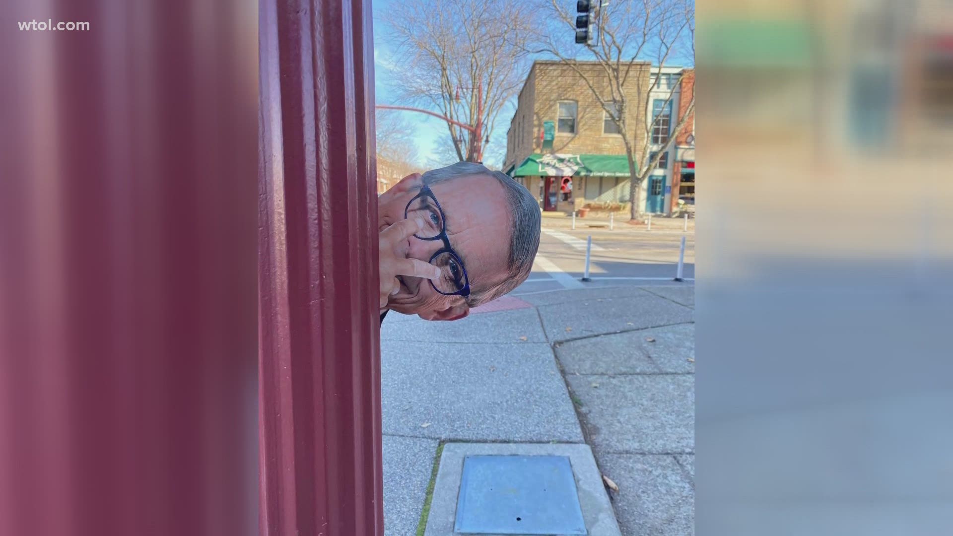 Gov. Mike DeWine made a special 'appearance' in uptown Maumee ahead of Ohio's curfew on Thursday. The appearance was the work of a lighthearted local photographer.