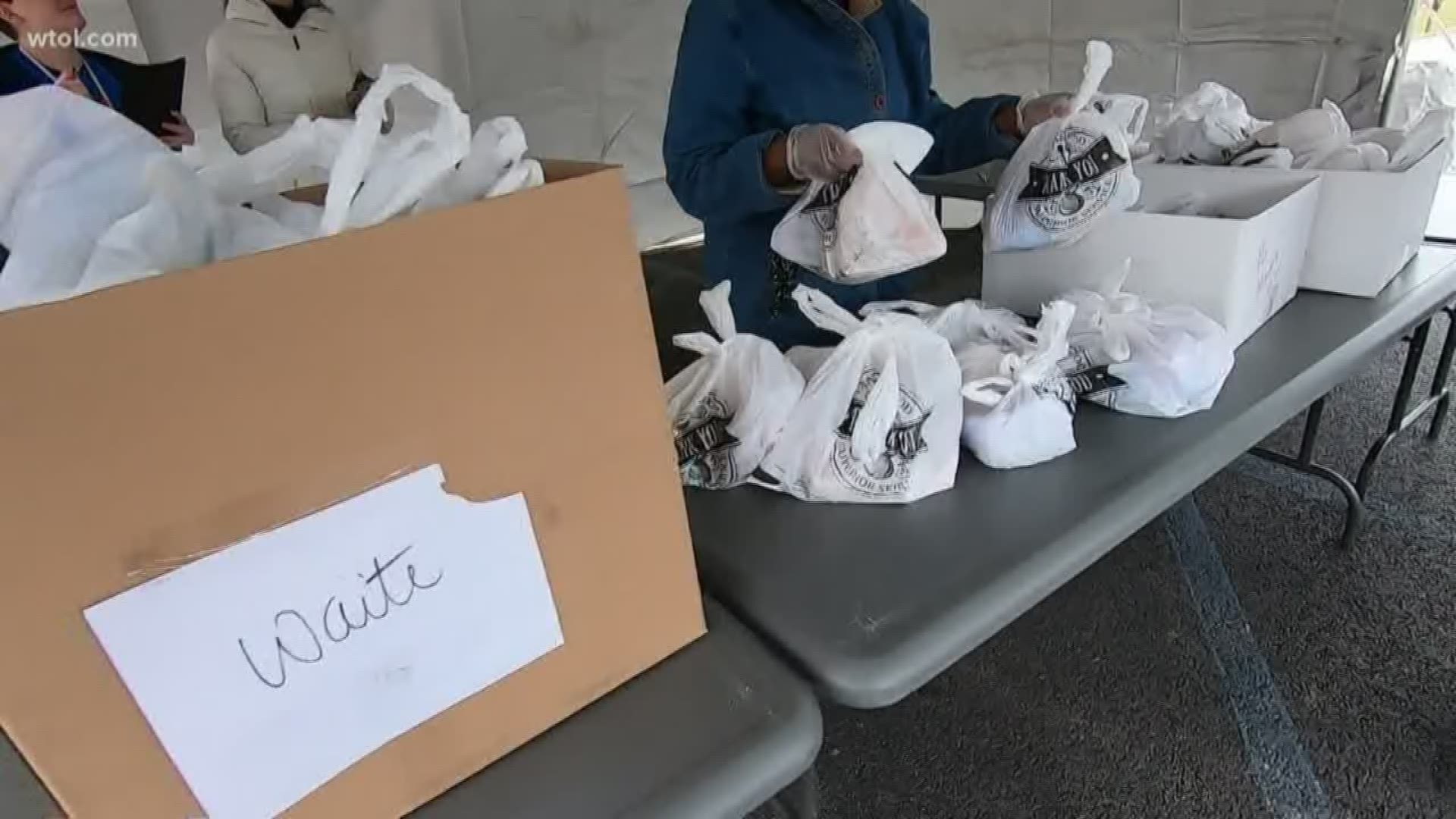 Drive-thru meal pick-ups for Toledo Public Schools, started Wednesday. TPS expected to serve a few hundred meals at each of their locations.