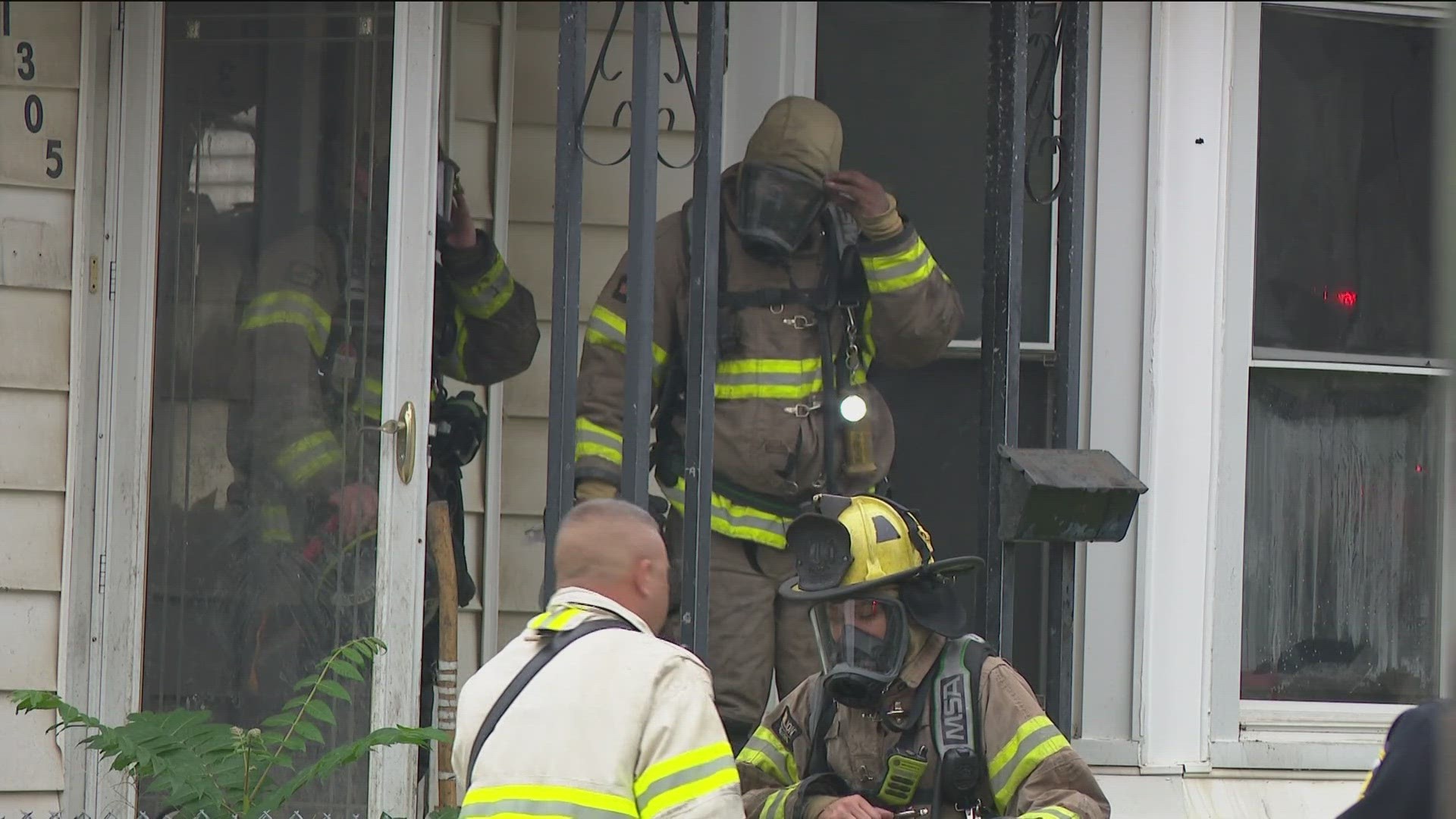 Firefighters battled a fire at a  house in the 1300 block of Fitchland Avenue shortly after 10 a.m. Thursday. No one was injured.