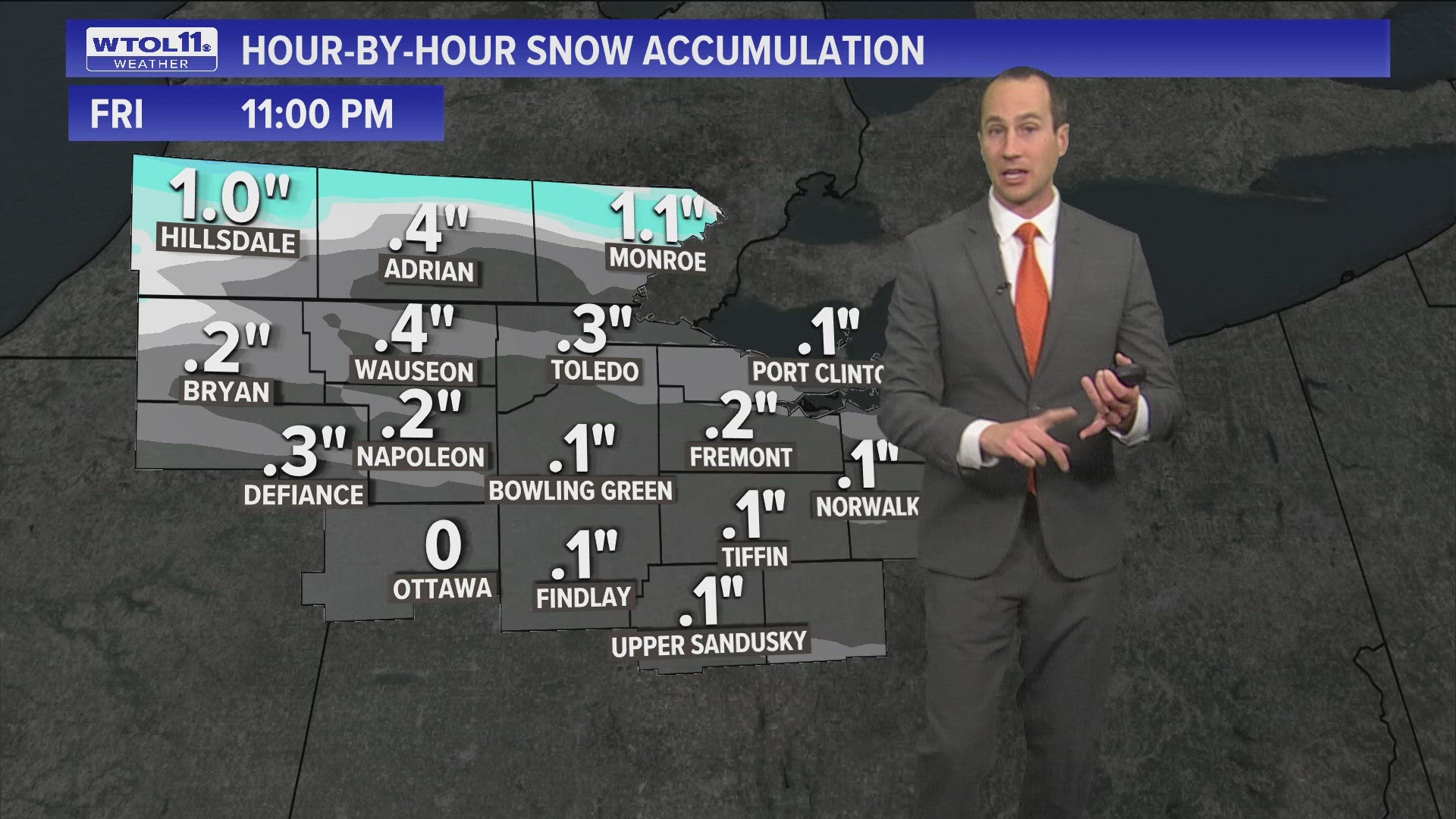 Light snow accumulations of up to an inch will be possible Thursday night and into the morning. This will result in a few slippery roads overnight into Friday.