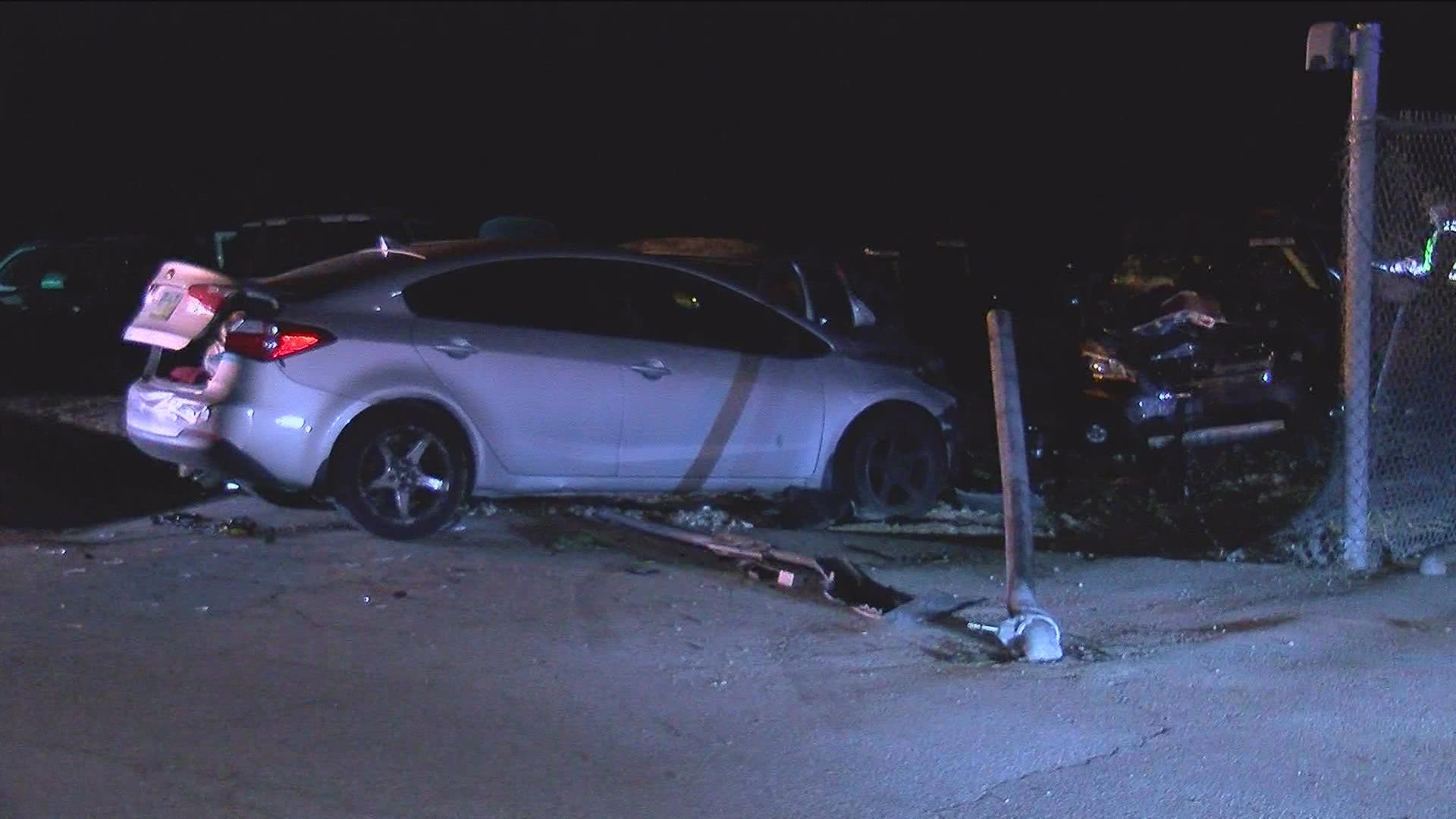 The suspect ultimately came to a dead end at Crissy Road and drove through the fence of a junk yard. They and a female passenger were taken to a nearby hospital.