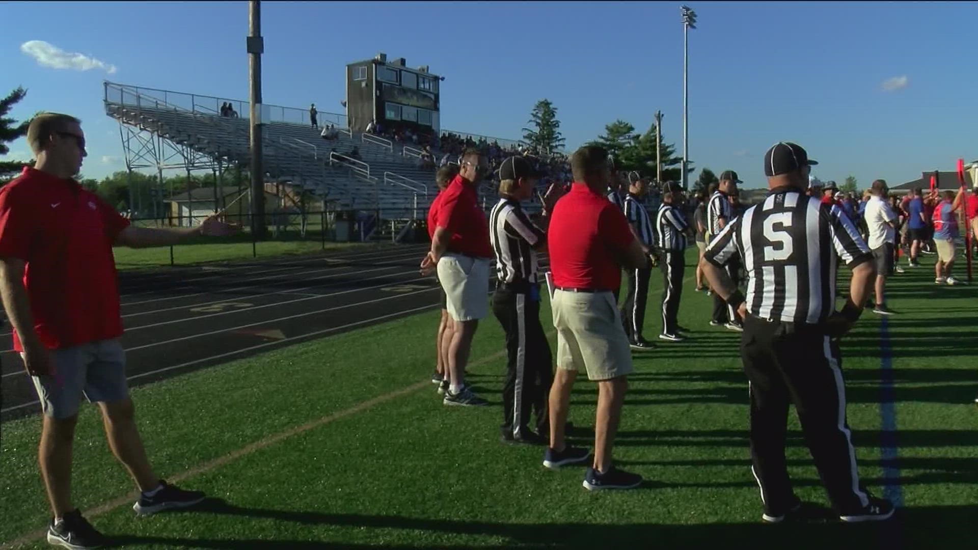 High school officials looking to work their way up to the college game held an all-day clinic.