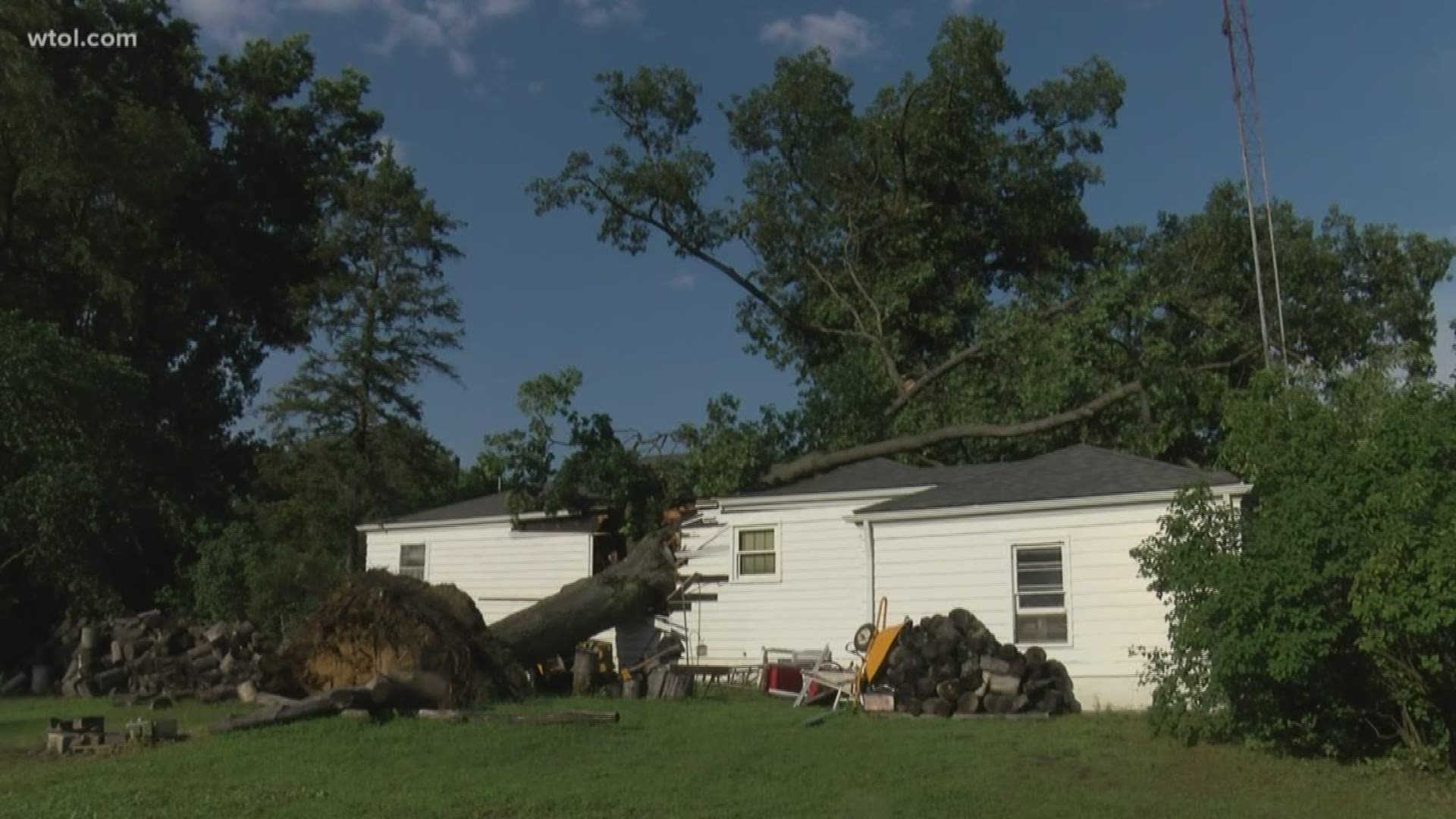 Monday's quick storm has some people in the dark and several houses in Sylvania were hit by large trees.