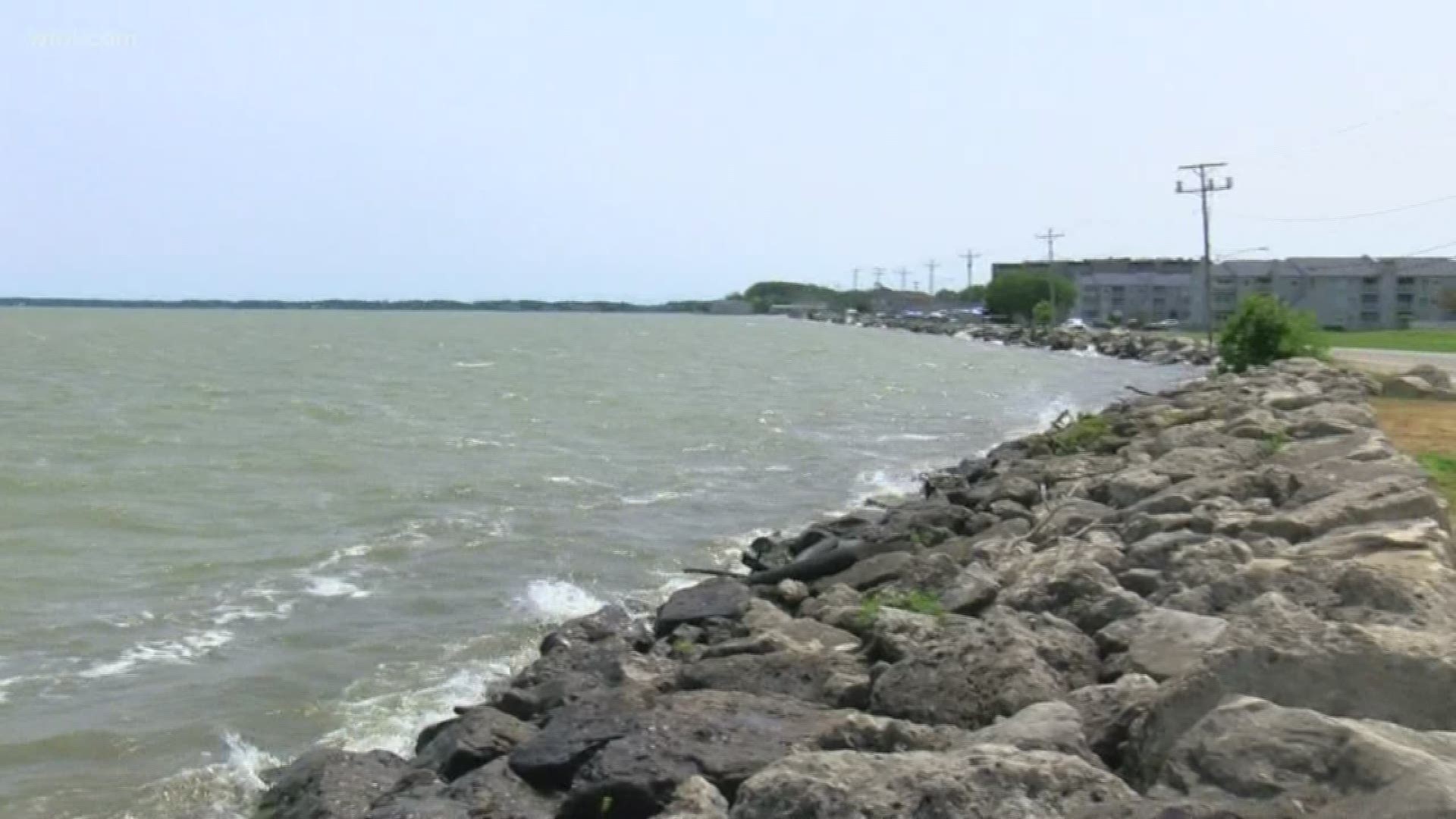Lake Erie water levels impacting businesses and leading to roads closed.