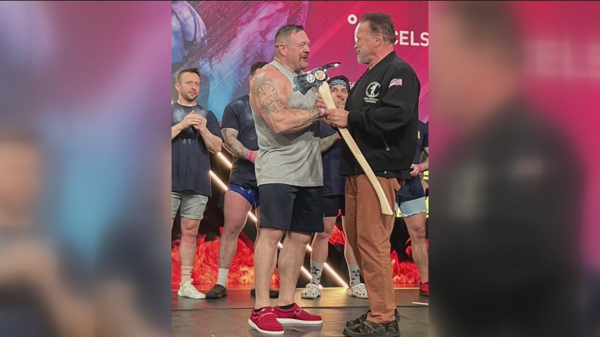 TFRD firefighter Marcus Waugh beat out 119 other athletes in the competition and received the award from none other than Arnold Schwarzenegger himself.