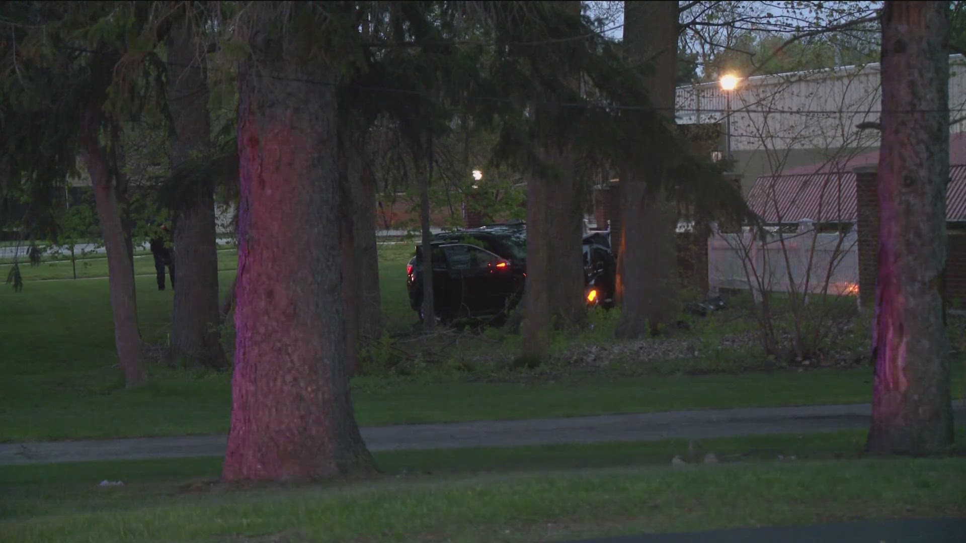 A driver was hospitalized after crashing into a tree in west Toledo Wednesday morning.