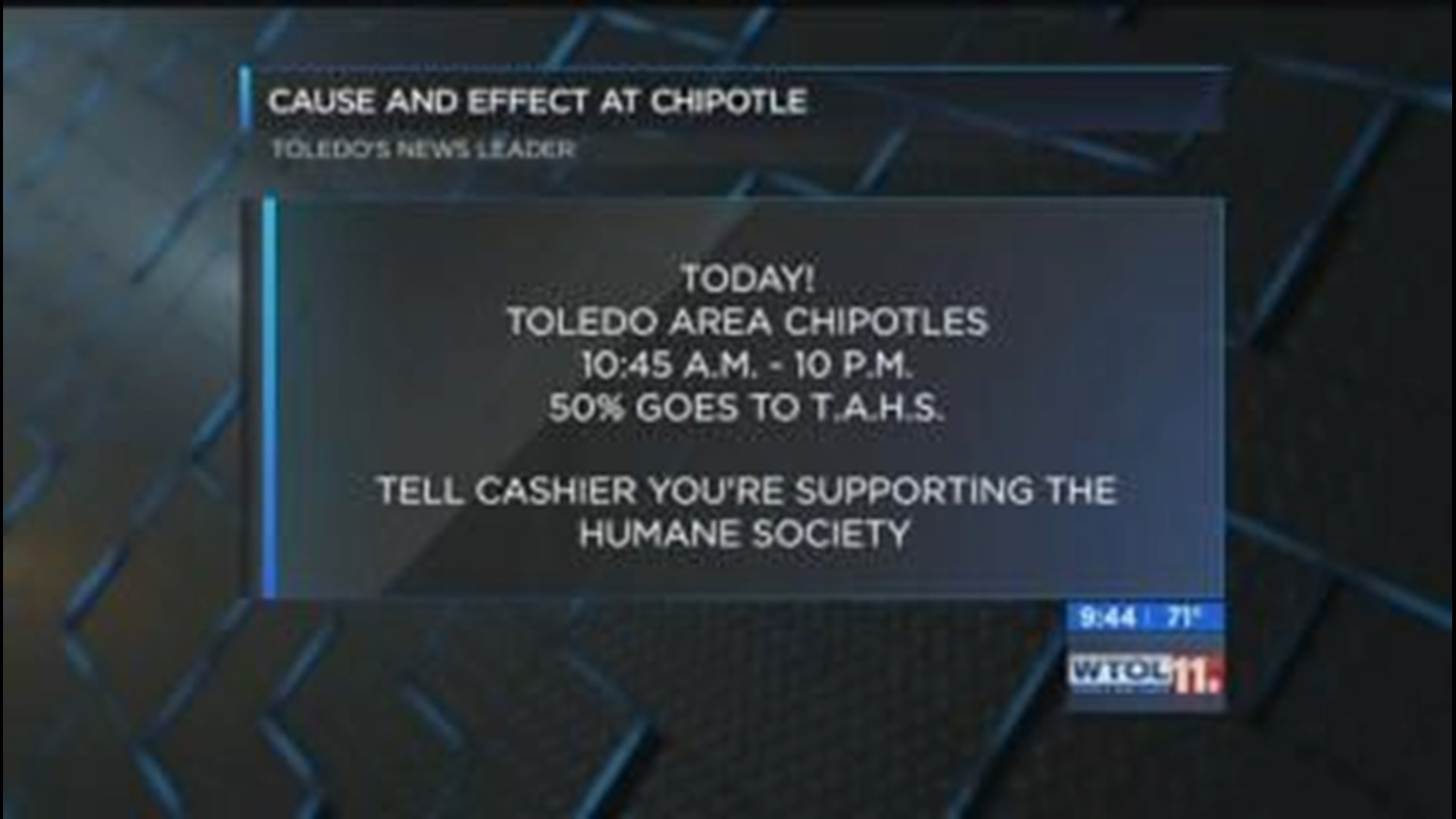 Eat Chipotle and support TAHS on WTOL 11 Your Day