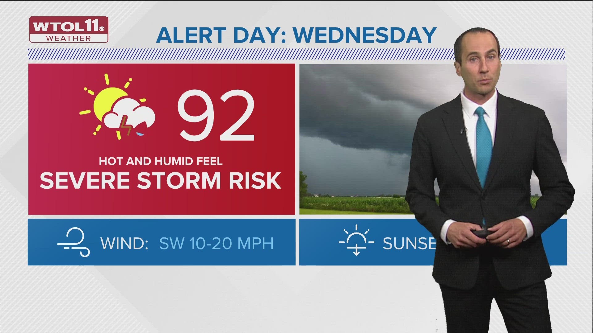 Surging heat and humidity will fuel the risk of strong and severe storms that will be possible, mainly after 4 p.m. Wednesday.