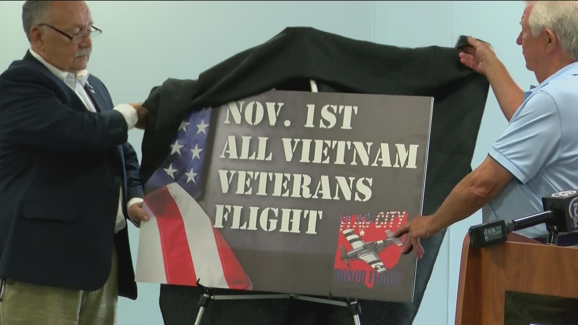 While Honor Flight usually gives priority to veterans of WWII and the Korean War, November's flight will be dedicated to those who served in Vietnam.