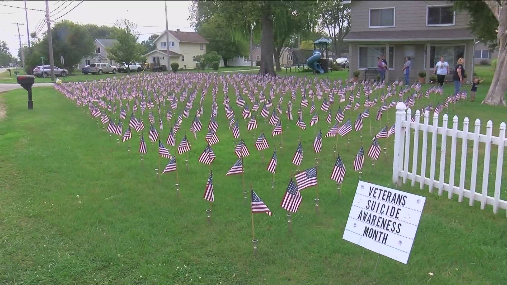 A 22-flag row was added every day in September, representing the number of veterans who die by suicide, according to a 2012 Department of Veterans Affairs report.