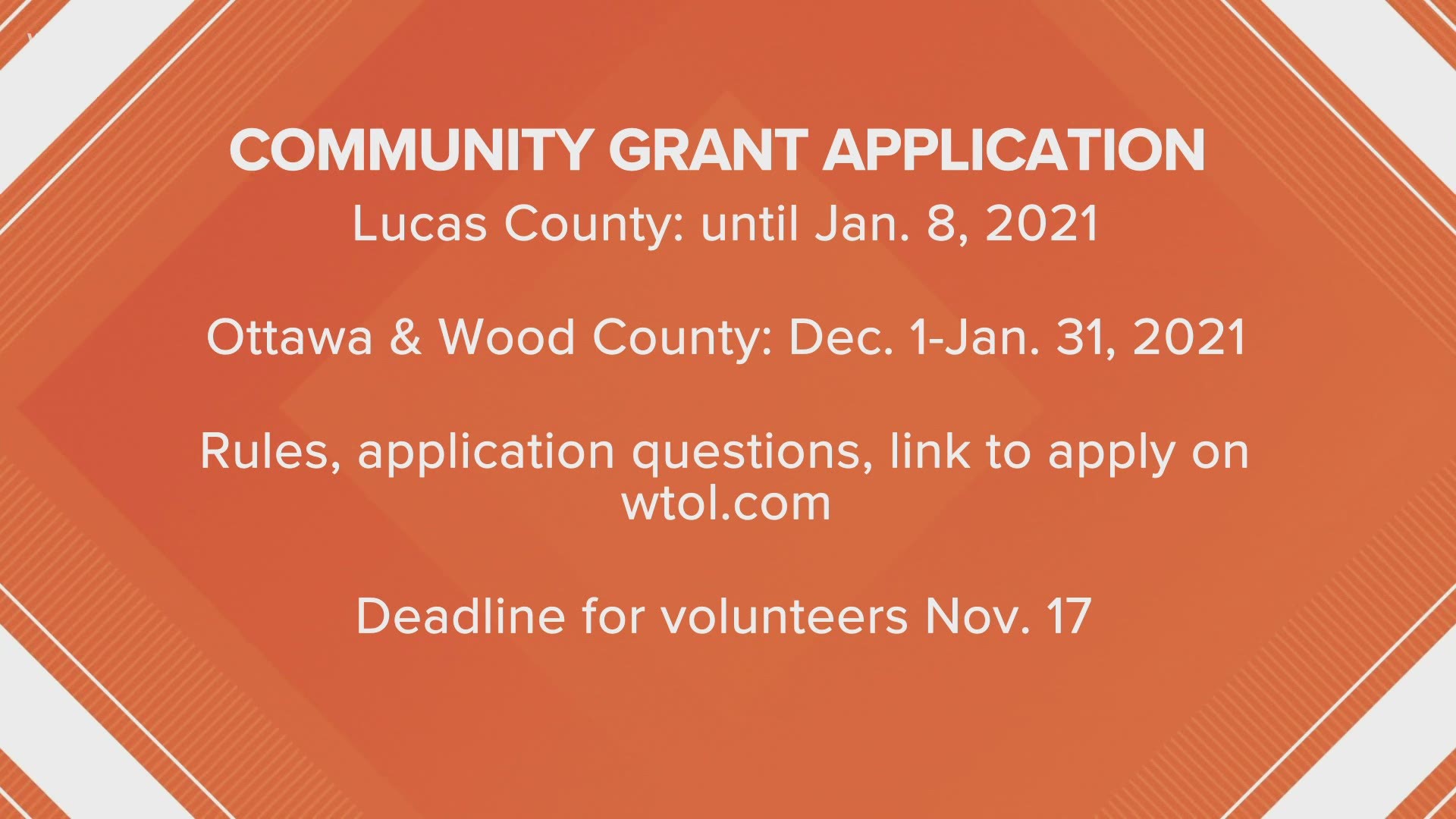 Community-based entities have until Jan. 8 to apply for monetary funding over a three-year period.