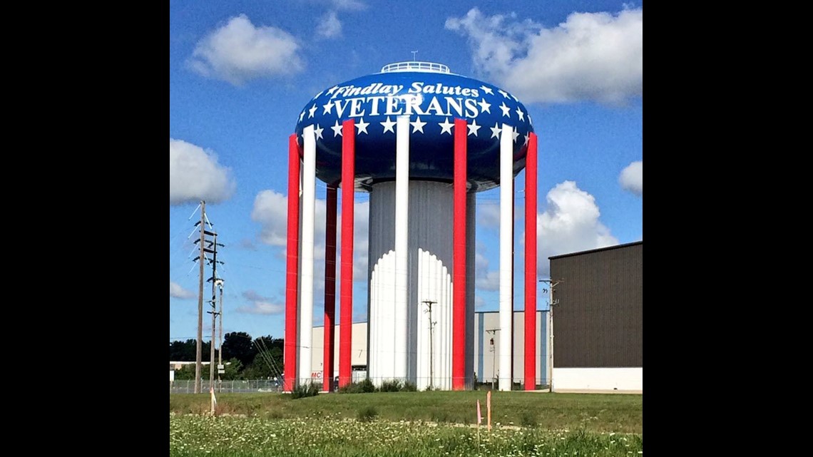 Findlay water tower gets stars and stripes treatment to honor vets