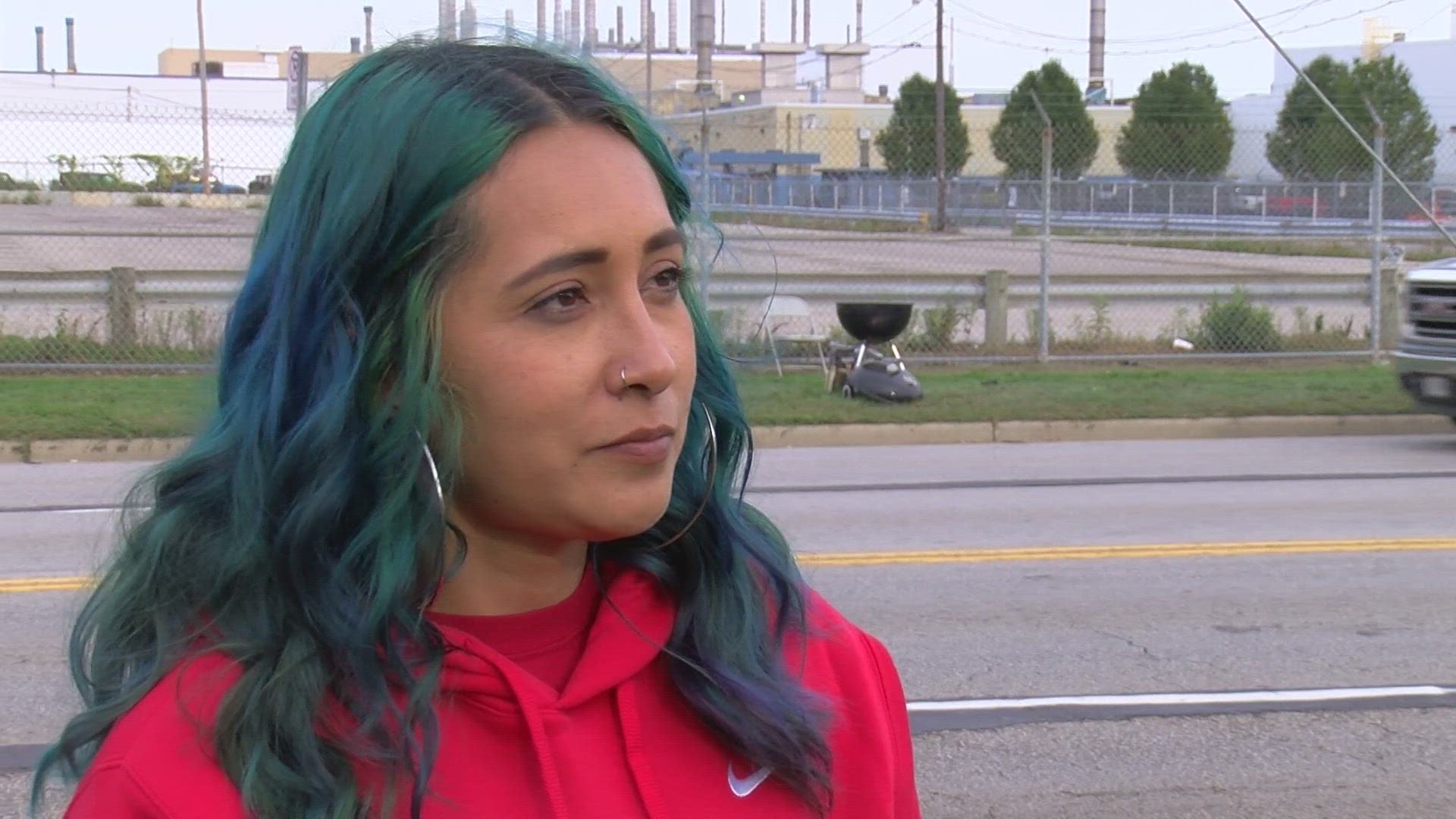 Abigail Garcia has been working at Jeep for over 4 years. She says she has to maintain a second job due to relatively low pay and unpredictable hours at the plant.