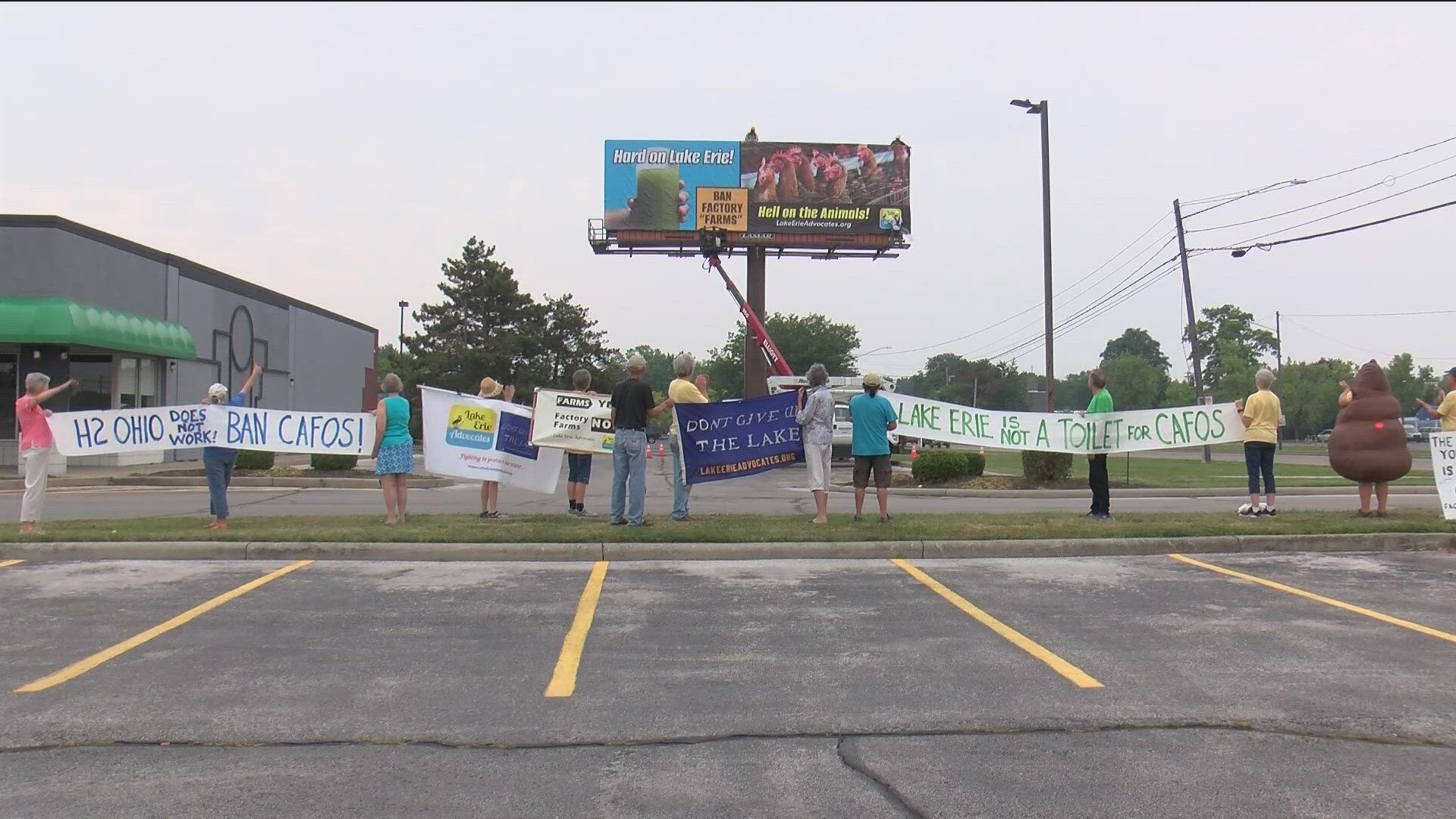 The advocacy group bought 14 billboards across Toledo to put a spotlight on the farms' impacts on the lake and animal welfare.