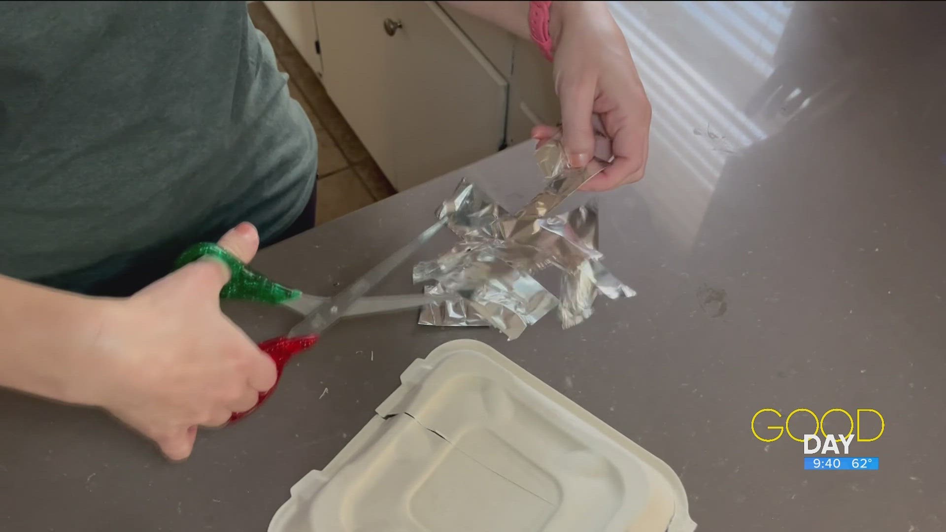 Amanda tests a Home Hack for sharpening dull scissors at home.